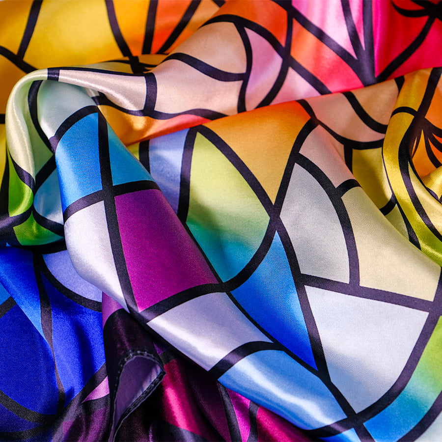 Elegant Stained Glass Collection Scarf - Handmade Silk Scarf for Women - Perfect for Church, Weddings & Special Occasions