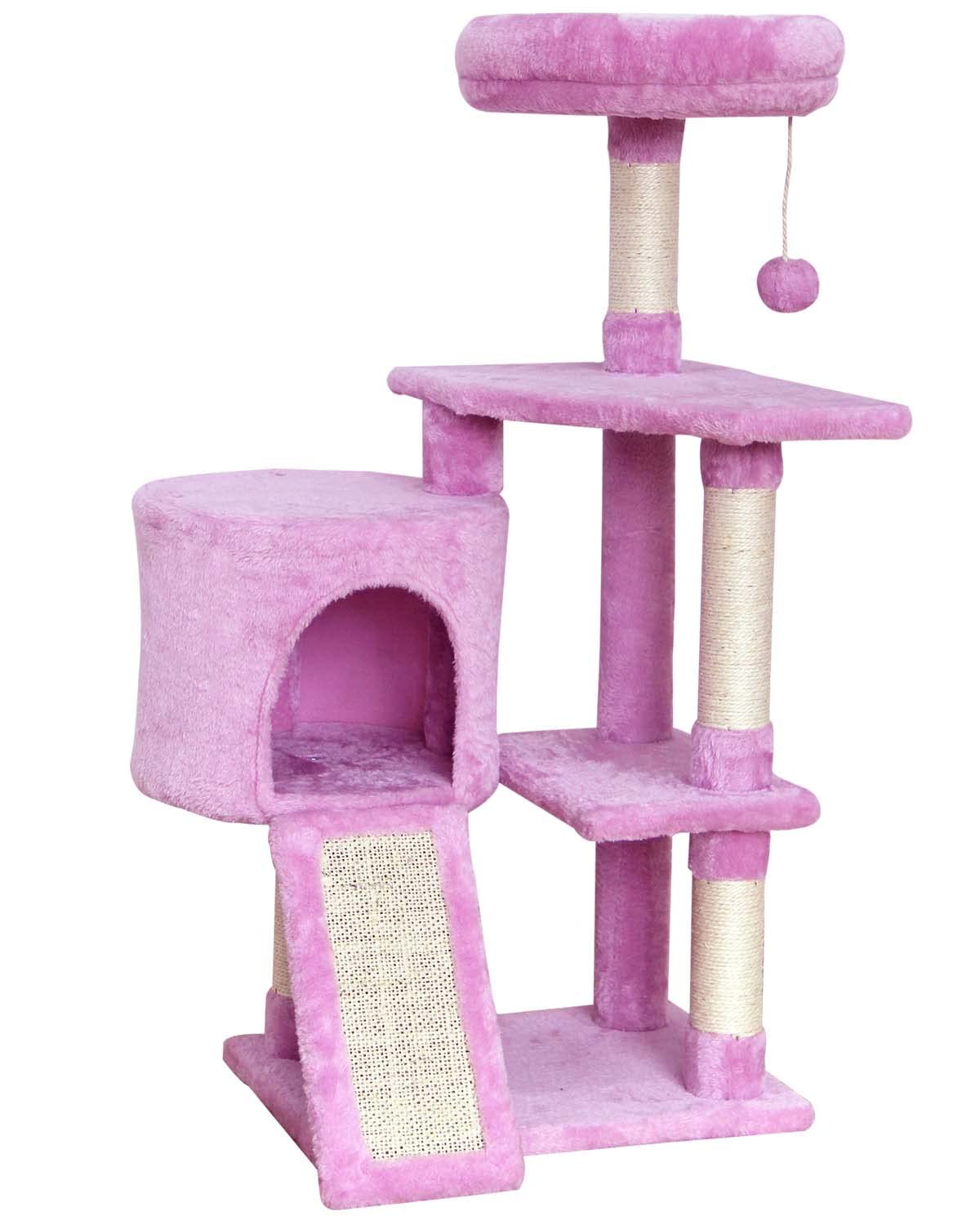 Premium Pink Cat Tree Tower for Indoor Cats - Multi-Level Cat Condo with Scratching Posts, Dangling Toys & Plush Perches - Perfect for Large, Medium & Small Cats - Ideal for Play, Exercise & Relaxation in Home, Apartment or Office
