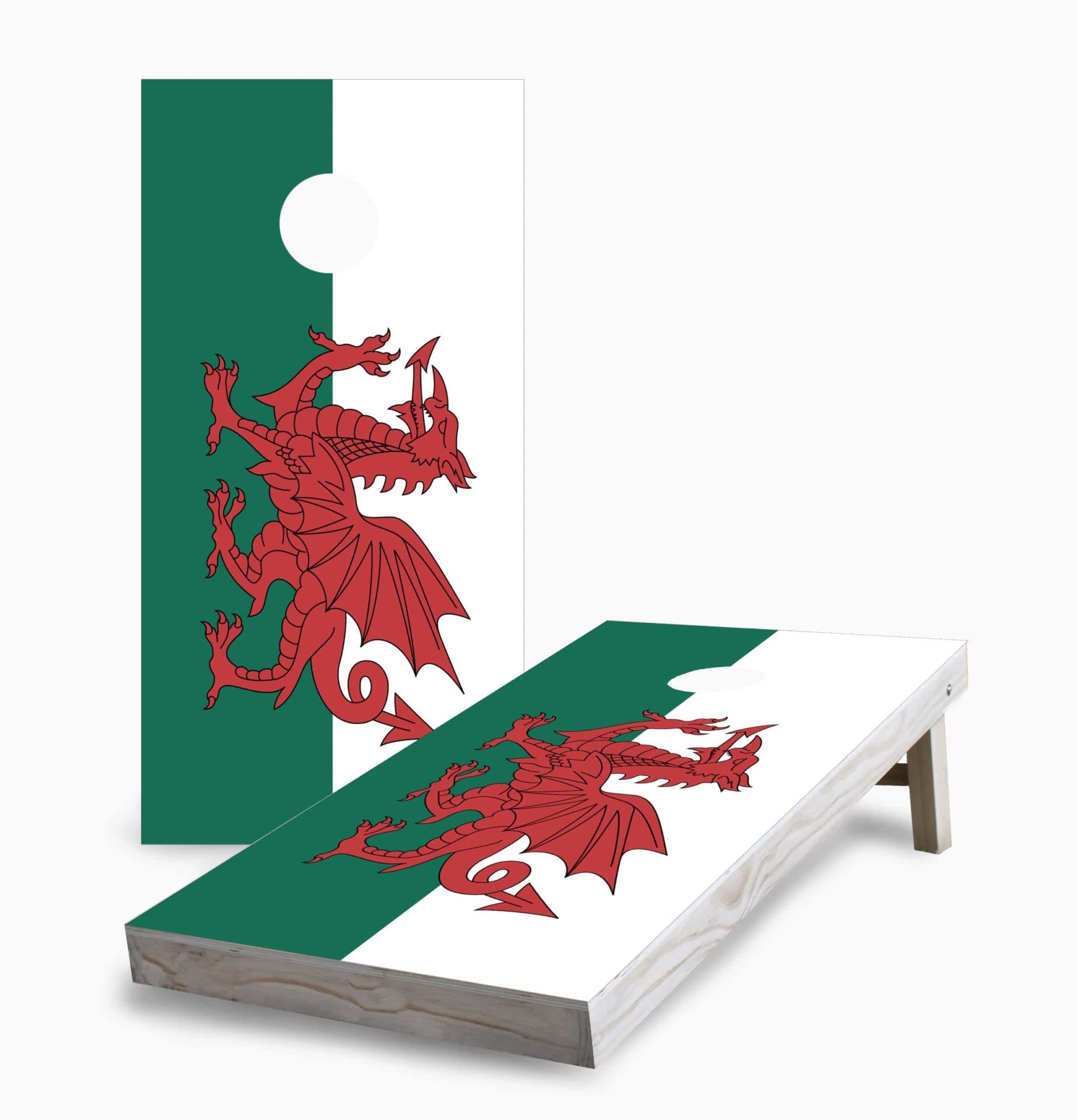 Welsh Flag Corn Hole Game Set with 2 Boards & 8 Bags - Outdoor Lawn Toss Game for Backyard Parties, Tailgating, and Family Gatherings