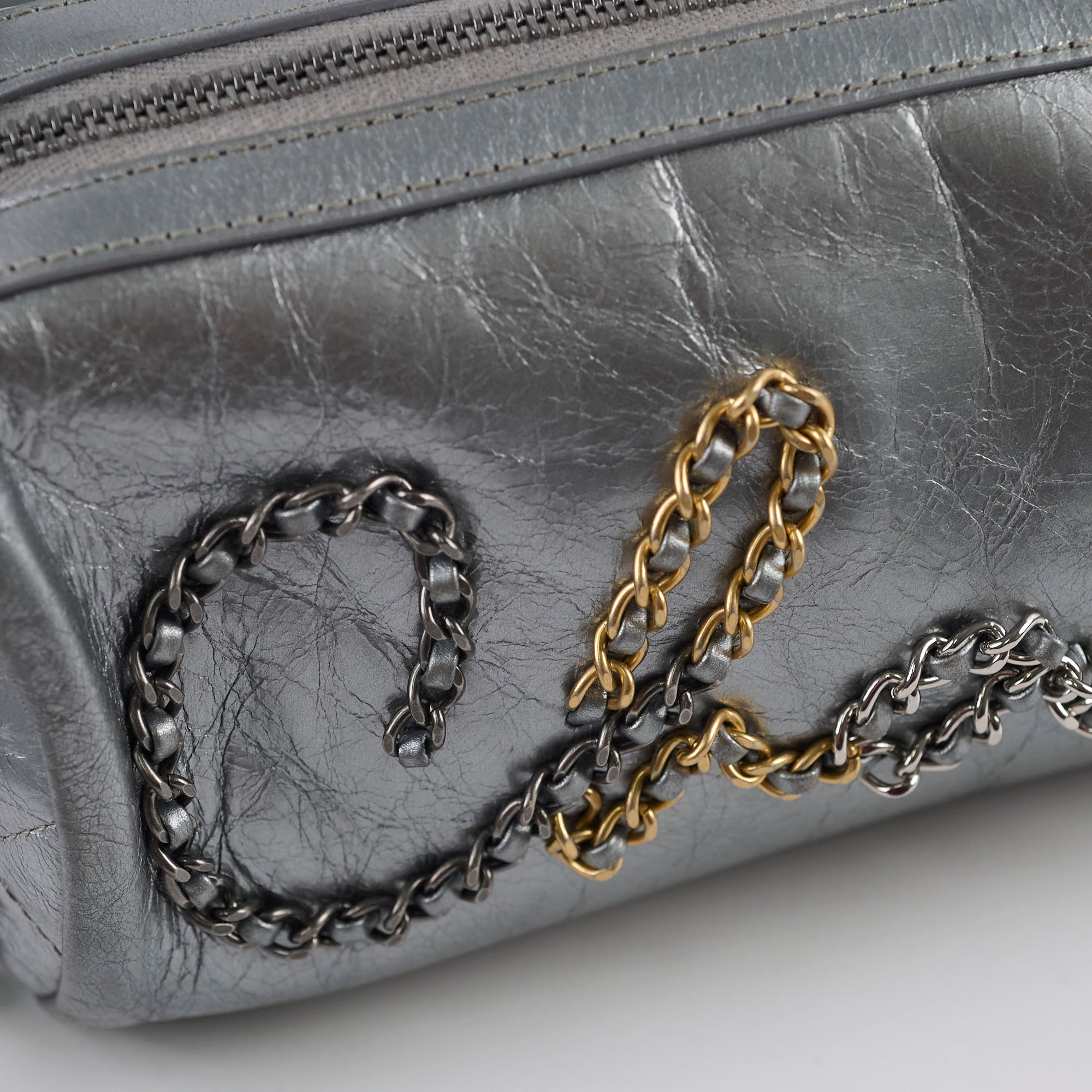 Chanel Signature Bowing Bag - Crumpled Metallic Calfskin Leather Handbag for Women | Luxury Evening Clutch & Party Purse for Special Occasions