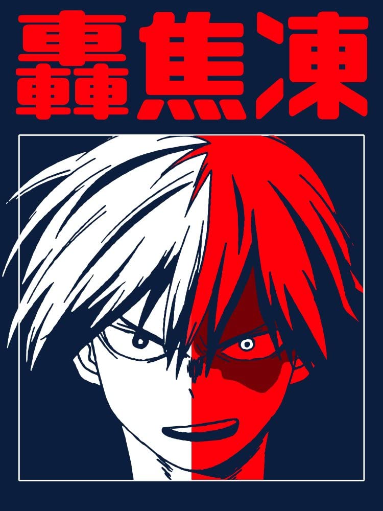 My Hero Academia Todoroki Anime Graphic Tee for Men - Navy Blue Casual Shirt for Cosplay, Anime Conventions & Everyday Wear