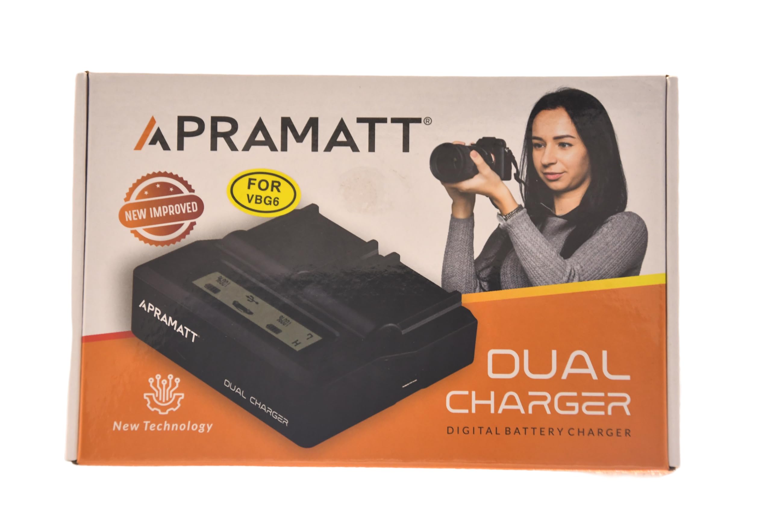 APRAMATT Dual LCD Charger VBG6 - Fast Charging Dock for Cameras with Box Packaging | Perfect for Professional Photography & Travel Accessories