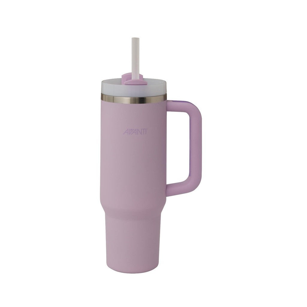 Avanti Hydroquench 1L Water Bottle with 2 Lids - Insulated Stainless Steel Vacuum Flask for Hot & Cold Drinks | Perfect for Gym, Hiking, Office & Travel | Lilac Purple
