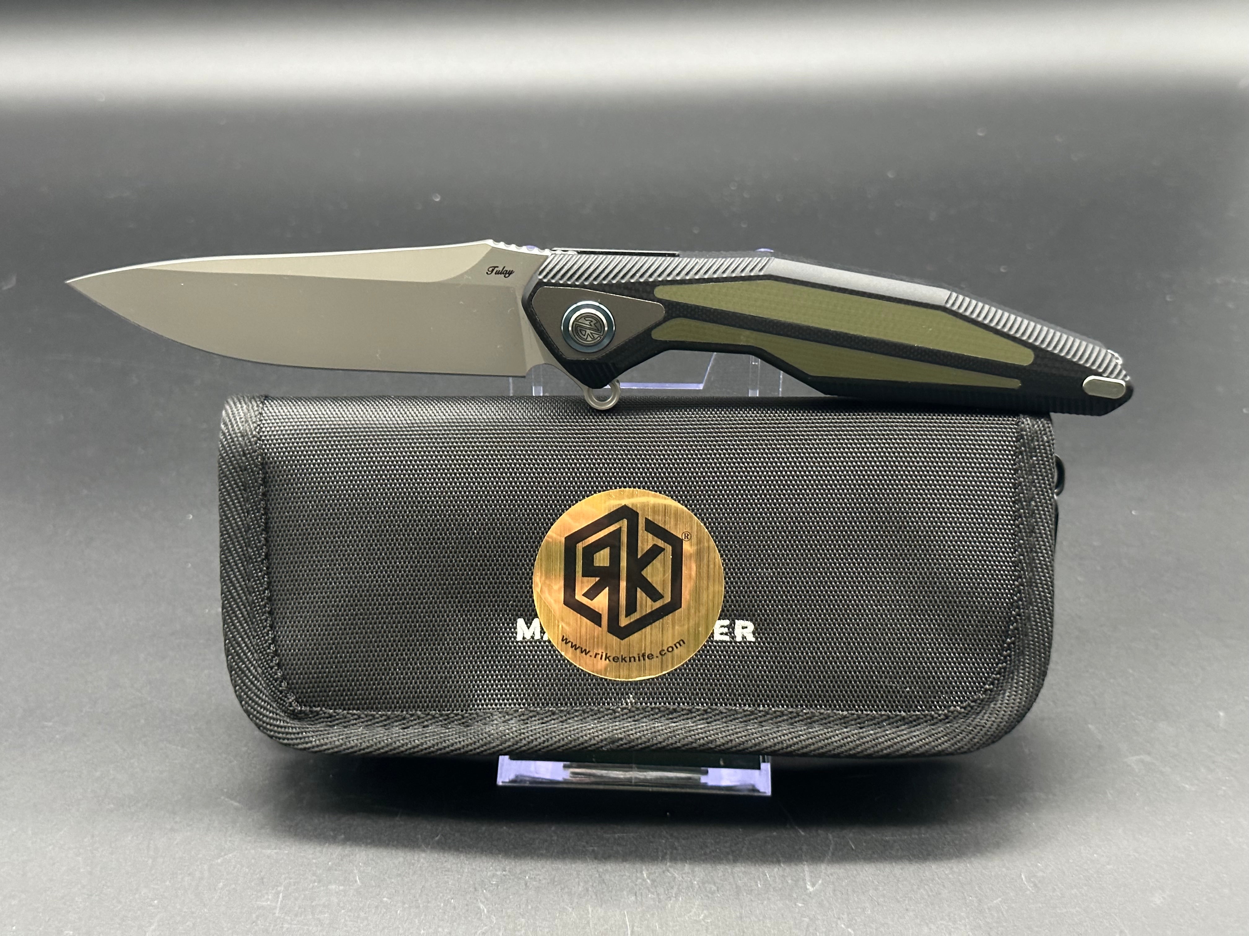 Rike Tulay Integral Folding Knife - Black/Green G10 Handle - EDC, Outdoor, Camping, Survival Gear