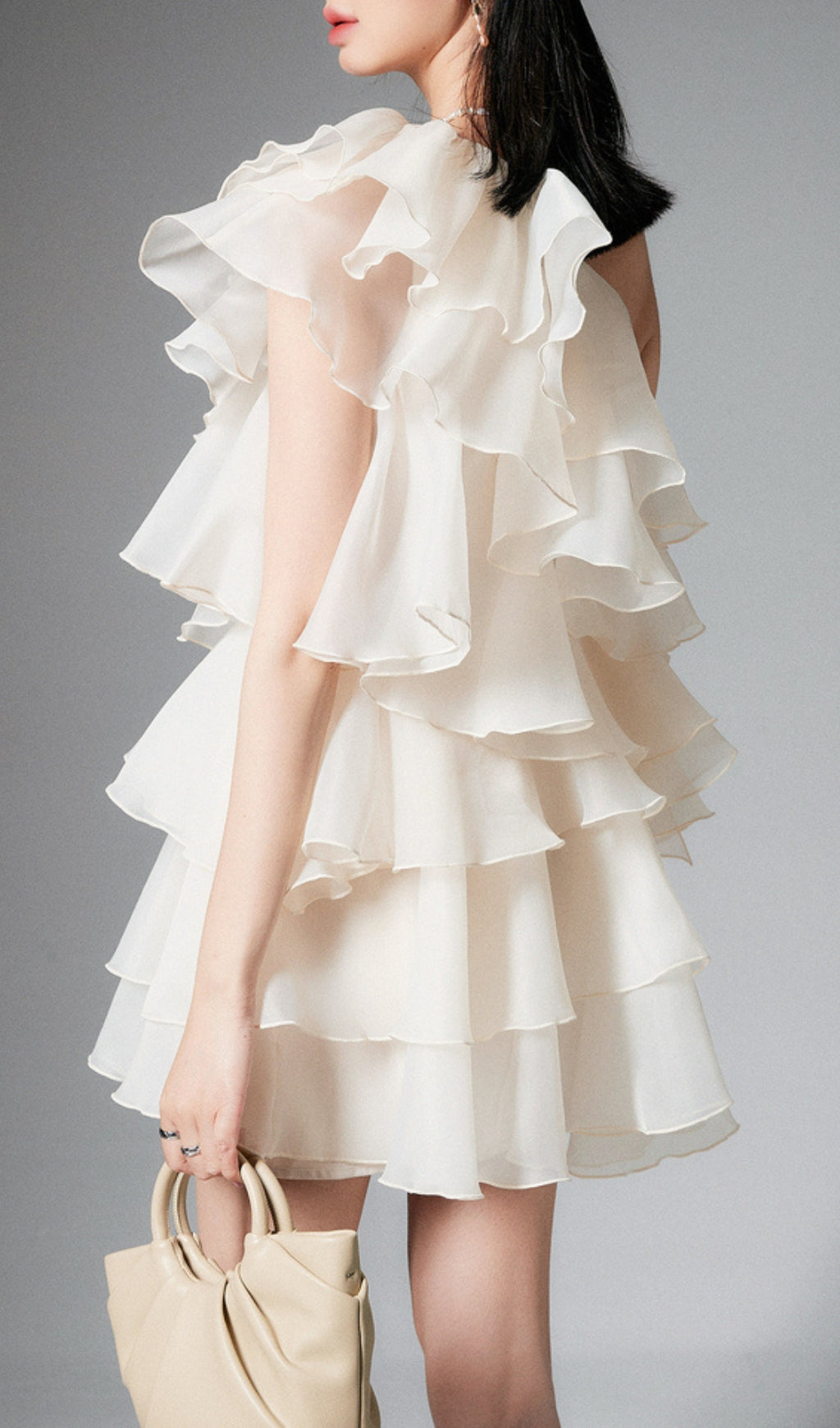 One Shoulder Cap Sleeve Plain Tiered Mini Dress - Perfect for Summer Parties, Date Nights & Beach Vacations