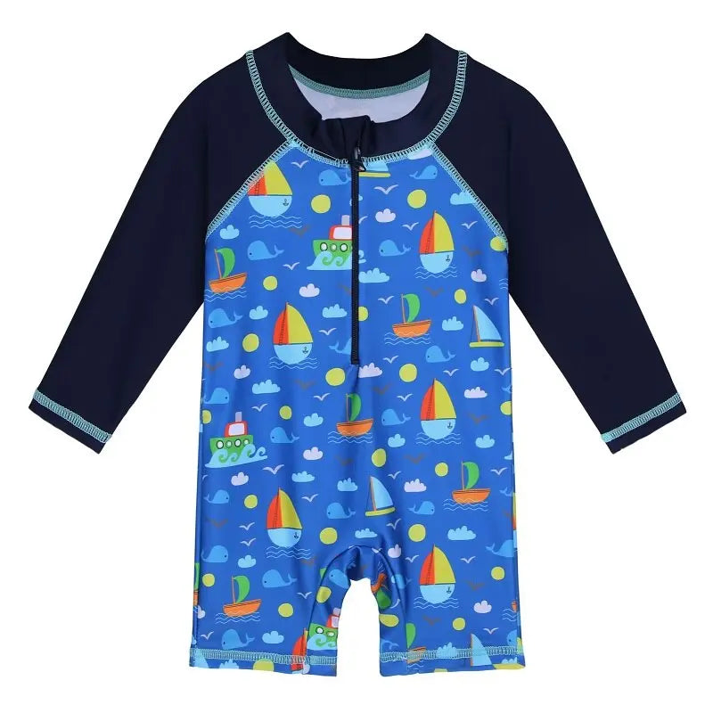 Long Sleeve Cartoon Kids Swimwear - UV Protection One Piece Bathing Suit for Boys & Girls | Perfect for Beach, Pool & Water Play