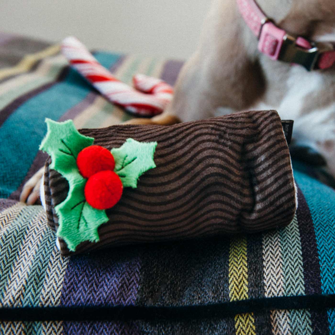P.L.A.Y. Christmas Yule Log Dog Toy - Durable Chew Toy for Small & Medium Dogs - Holiday Pet Gift for Puppies - Perfect for Indoor Playtime & Christmas Stocking Stuffers