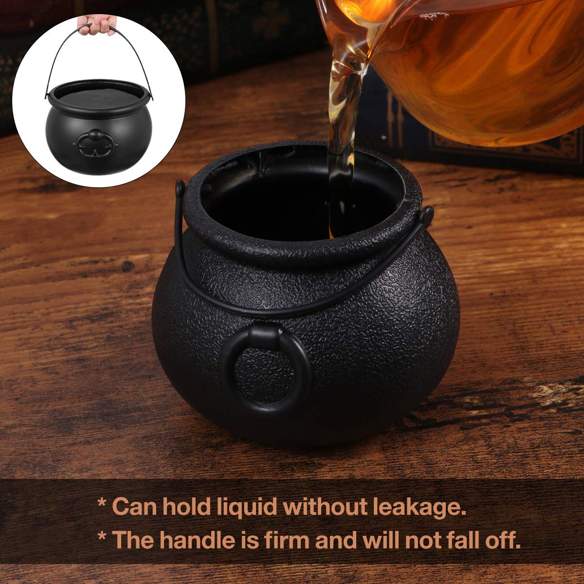 Toyvian 9 Pack Black Cauldron Set - Halloween Candy Buckets with Handles for Trick or Treat, Party Favors & St. Patrick's Day Decor - Mini Cauldron Pots for Candy Storage, Witch-Themed Parties & Holiday Celebrations