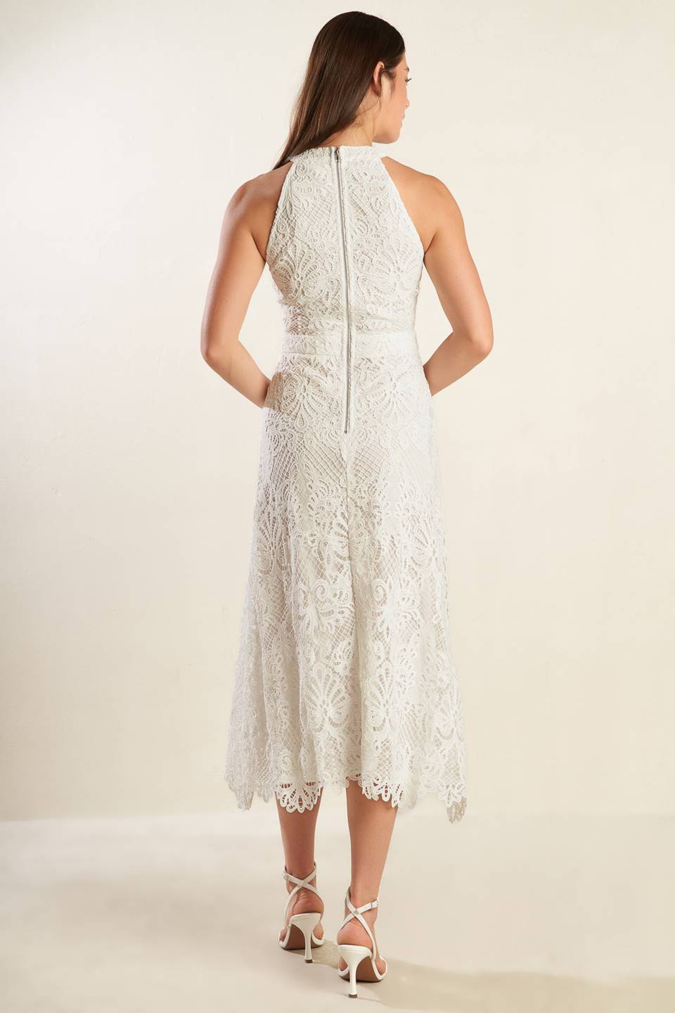 Elegant Woven Lace Midi Dress for Women - Boho Chic Dreamcatcher Design - Perfect for Summer Weddings & Beach Vacations