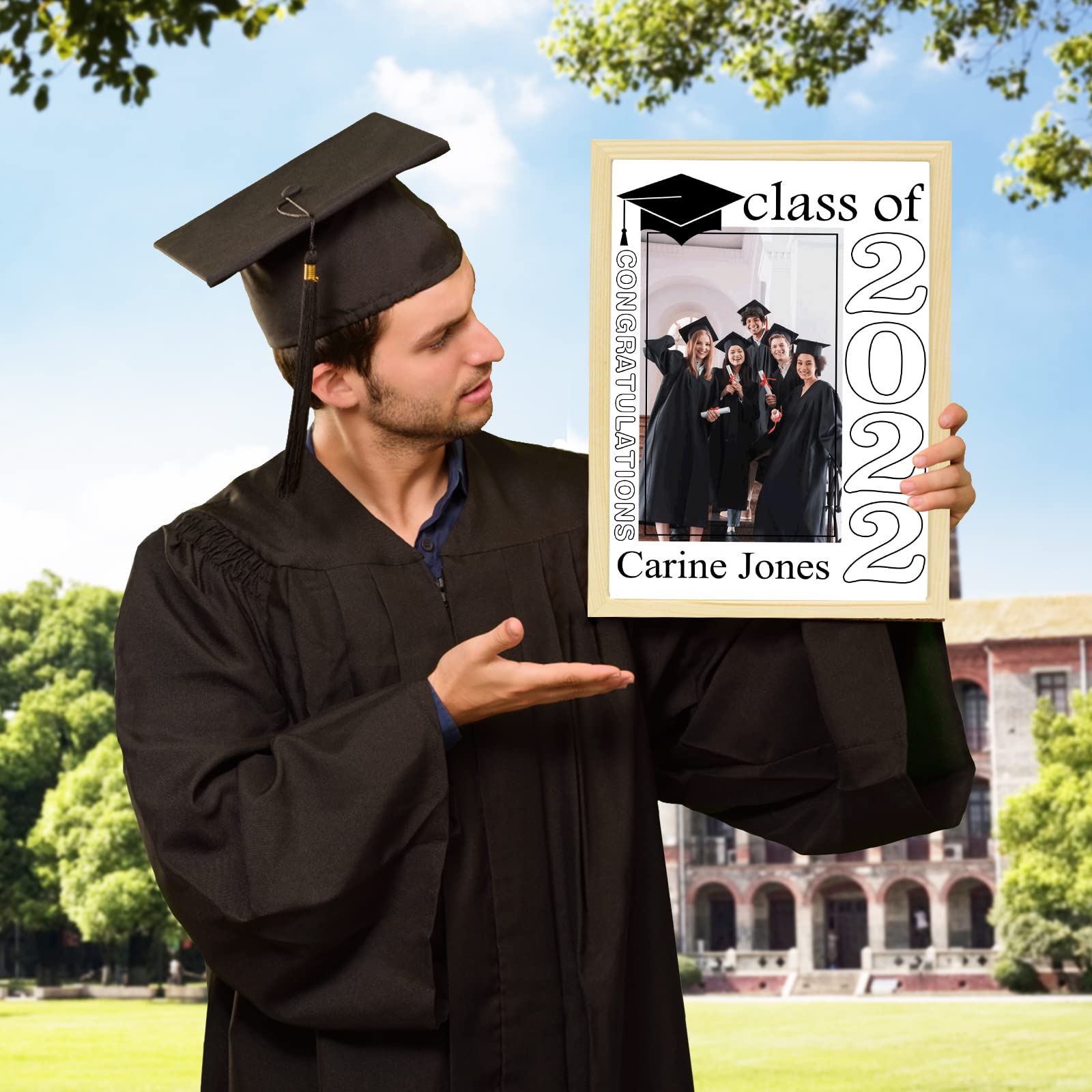 Personalized Graduation Picture Frame - Custom Wooden Photo Frame with Name & Date - Unique Graduation Gift for Her - Home Decor Wall Art for College, High School & University Graduates