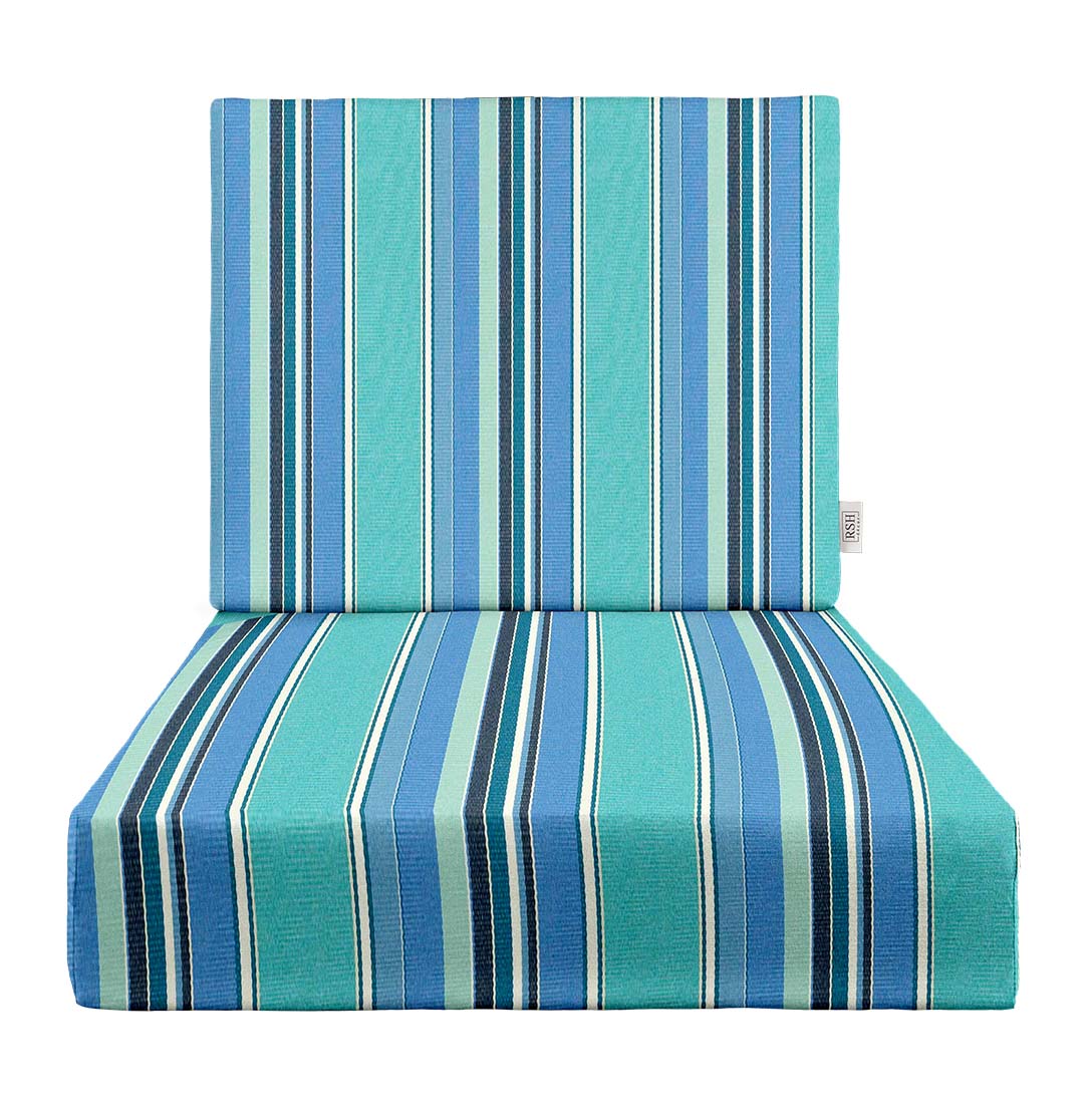Sunbrella Dolce Stripes Deep Seating Foam Back Chair Cushion Set - Waterproof Outdoor Patio Furniture Cushions for Lounge Chairs, Sofas & Sectionals - Perfect for Poolside, Deck or Garden Relaxation