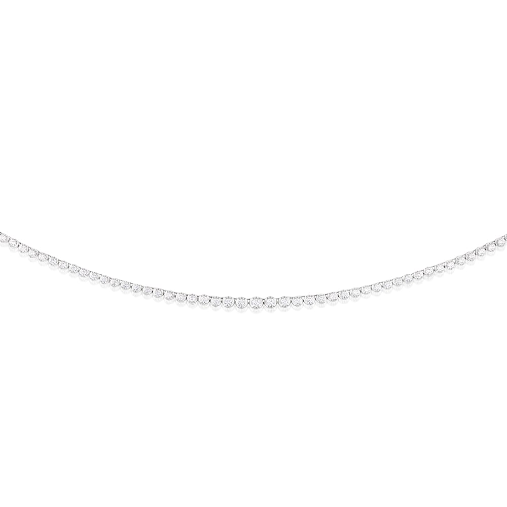 14K White Gold 3 Carats Diamond Necklace with 157 Brilliant Cut Diamonds - 43cm Chain Length for Women - Perfect for Weddings, Anniversaries & Special Occasions