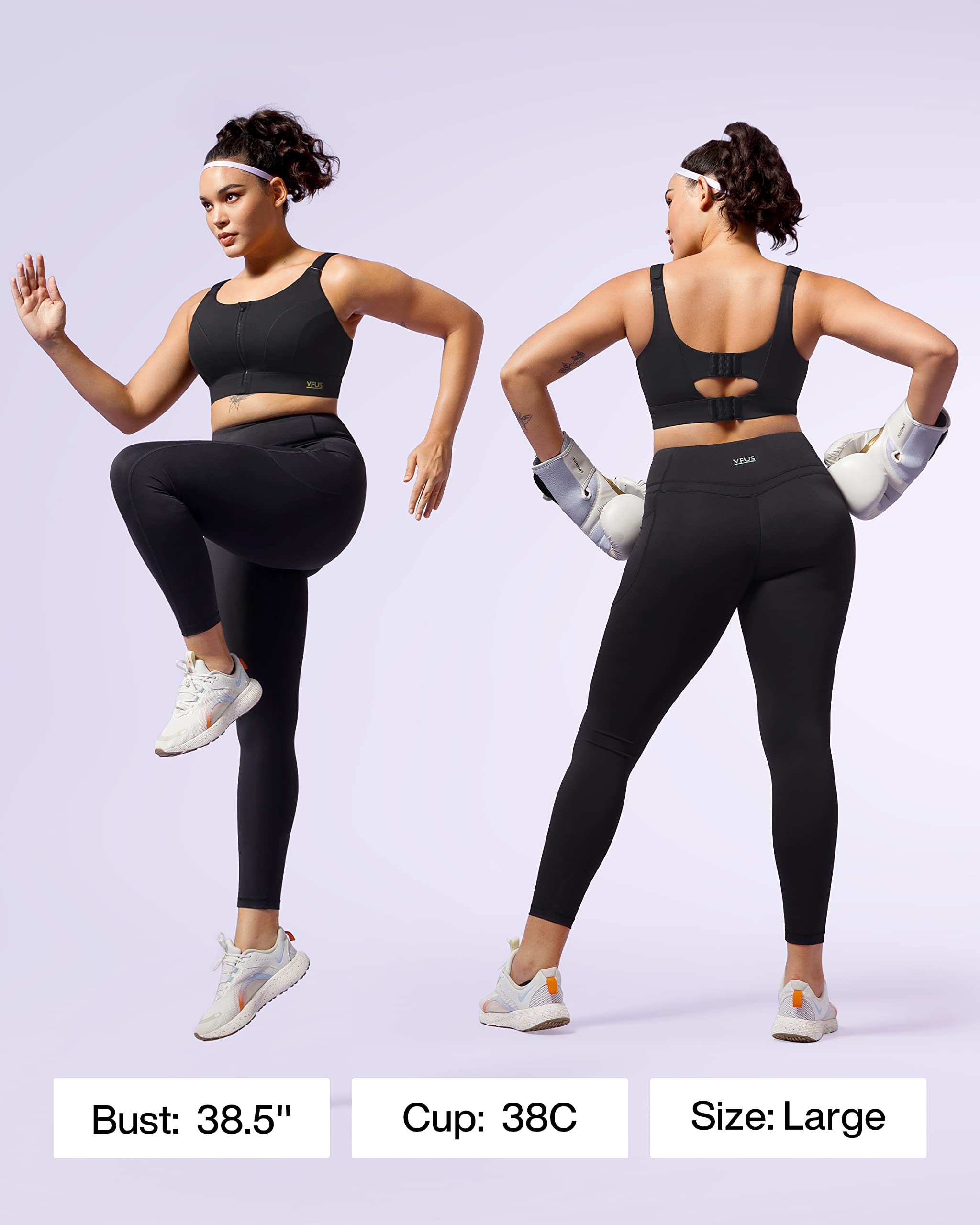 Adjustable High Impact Sports Bras for Women - Zip Front Full Coverage Padded Workout Top with Lift & Compression | Running, Gym, Yoga, High-Intensity Training