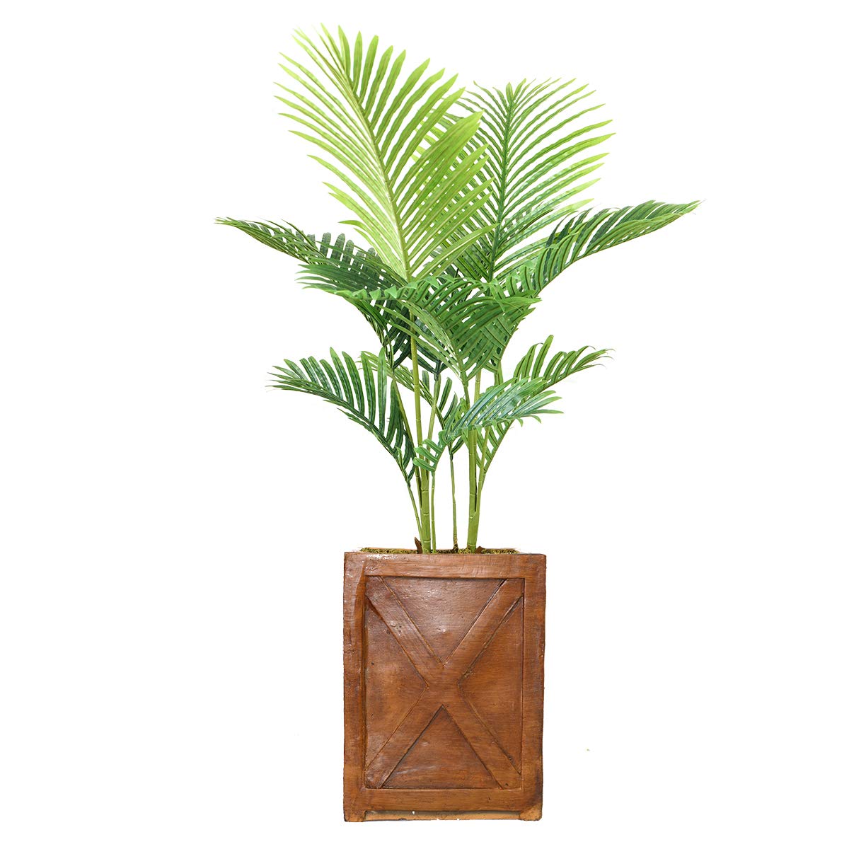 Vintage Artificial Faux Real Touch Palm Tree in Eco-Friendly Planter - 5ft Tall Indoor Fake Plant for Home Decor, Office, Living Room, Bedroom - Perfect for Boho, Tropical & Modern Interior Design Styles (VHX153207)