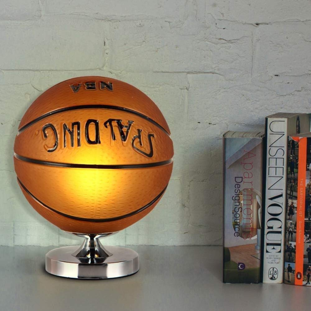 Dimmable LED Table Lamp for Reading & Writing - Eye Protection Bedside Lamp, Creative Football & Basketball Design, Multifunctional Decorative Lighting for Boys' Room & Bedroom (Color: Black) - Perfect for Study, Work & Nighttime Relaxation