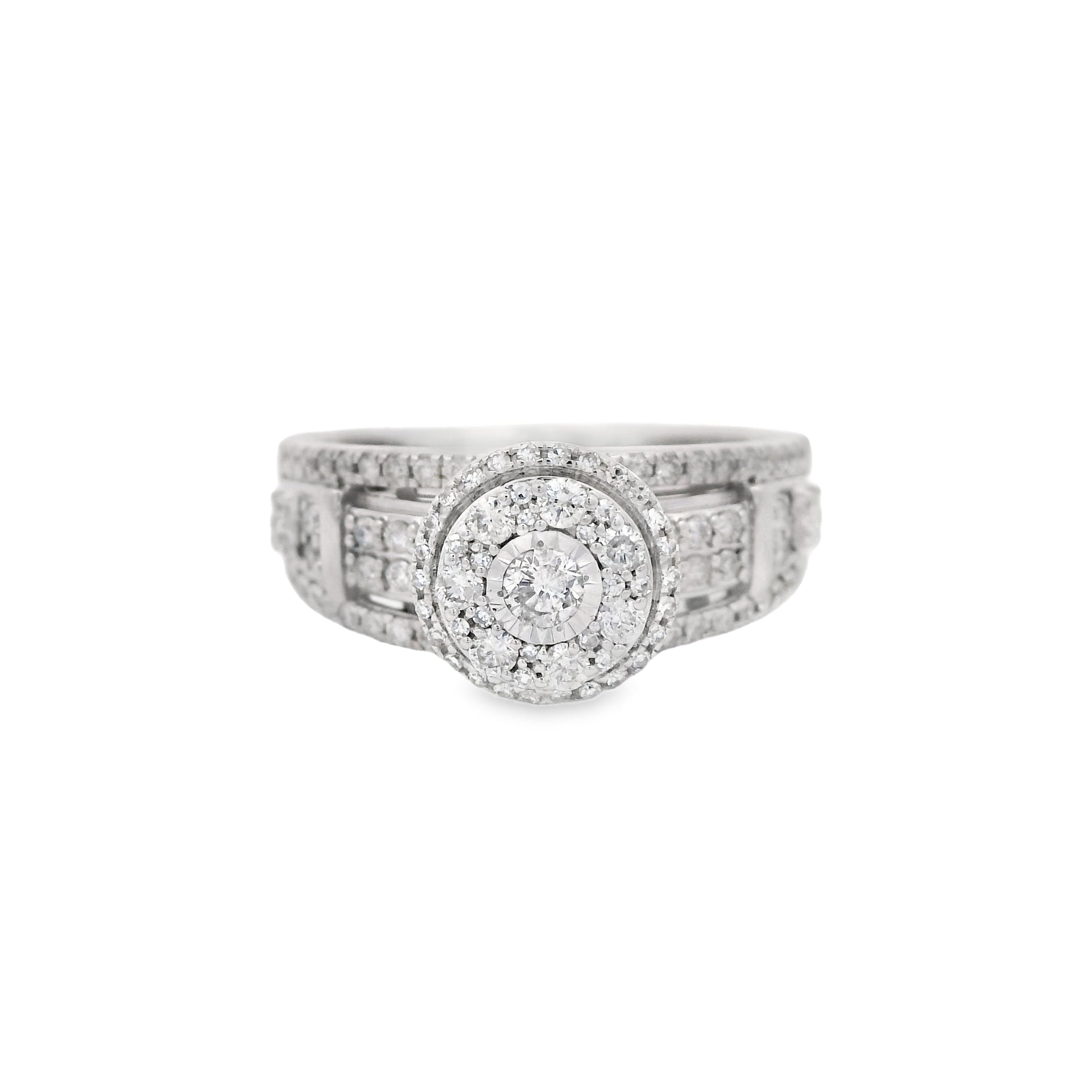 14K White Gold Trio Diamond Ring Set for Women - Elegant Stackable Wedding Bands, Anniversary & Engagement Jewelry Gift - Perfect for Bridal, Party & Everyday Wear
