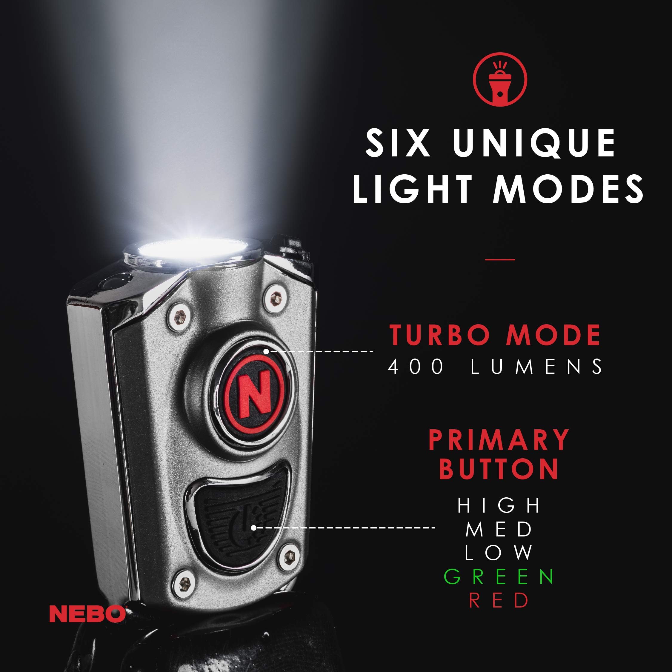 NEBO Mycro Rechargeable LED Keychain Flashlight - 6 Light Modes, Compact & Bright Key Ring Light for Emergency, Camping, Hiking, and Everyday Carry (EDC)