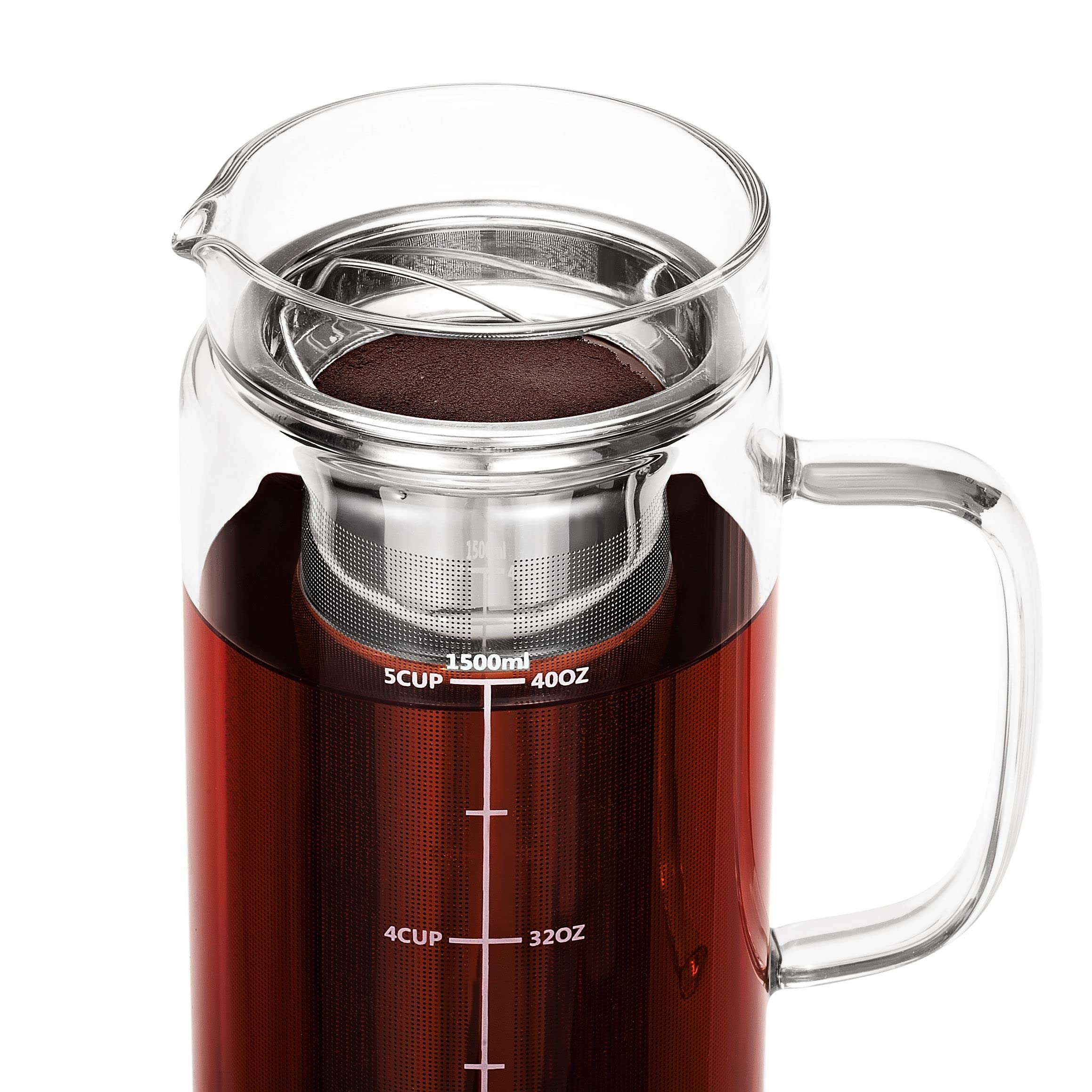 BTaT Cold Brew Coffee Maker 1.5 Quart - Iced Coffee & Tea Pitcher for Home & Office