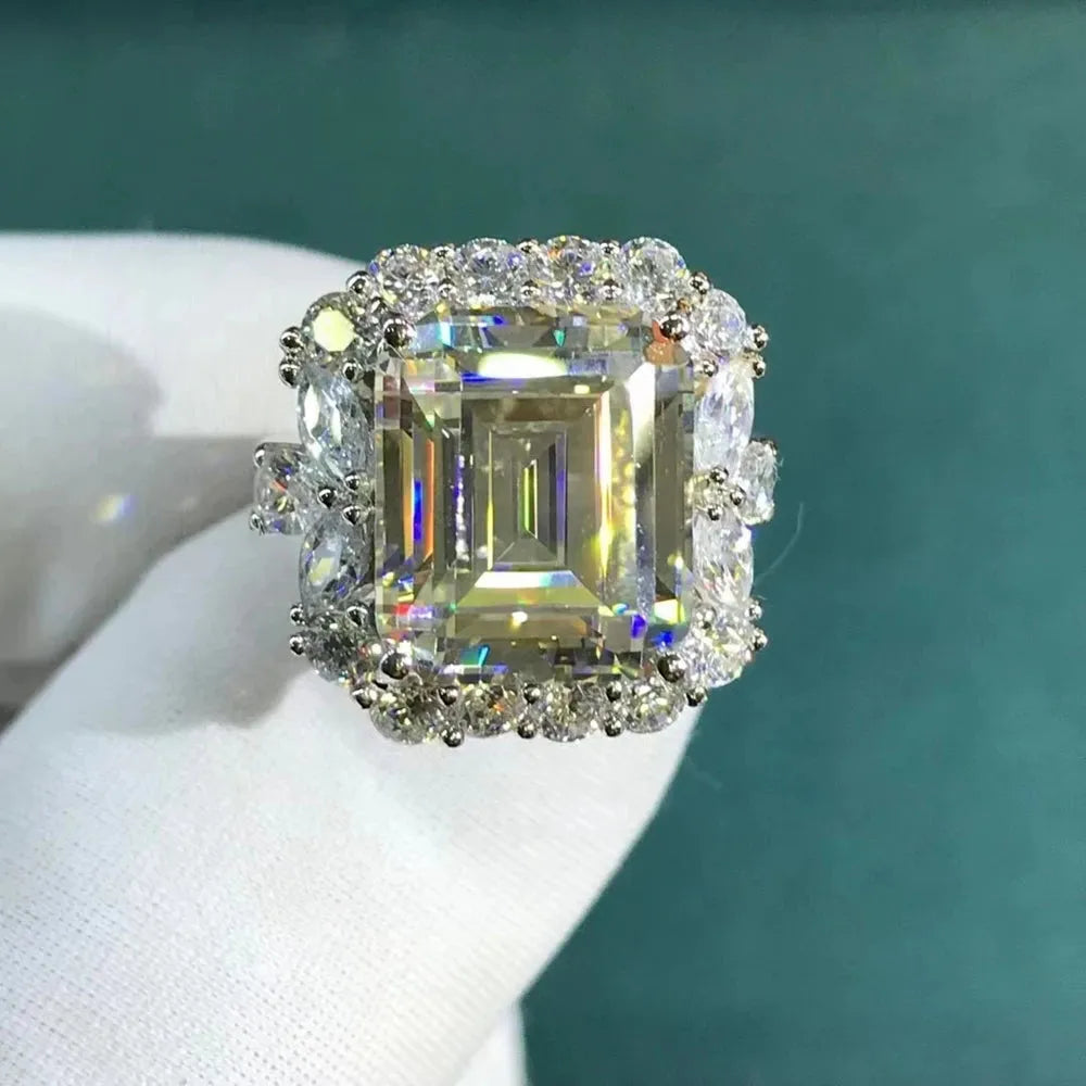 WUIHA 925 Sterling Silver 3EX Emerald Cut 6CT VVS Pink Sapphire Synthetic Moissanite Ring for Women | Elegant Gift for Anniversary, Engagement & Wedding | Drop Shipping Available
