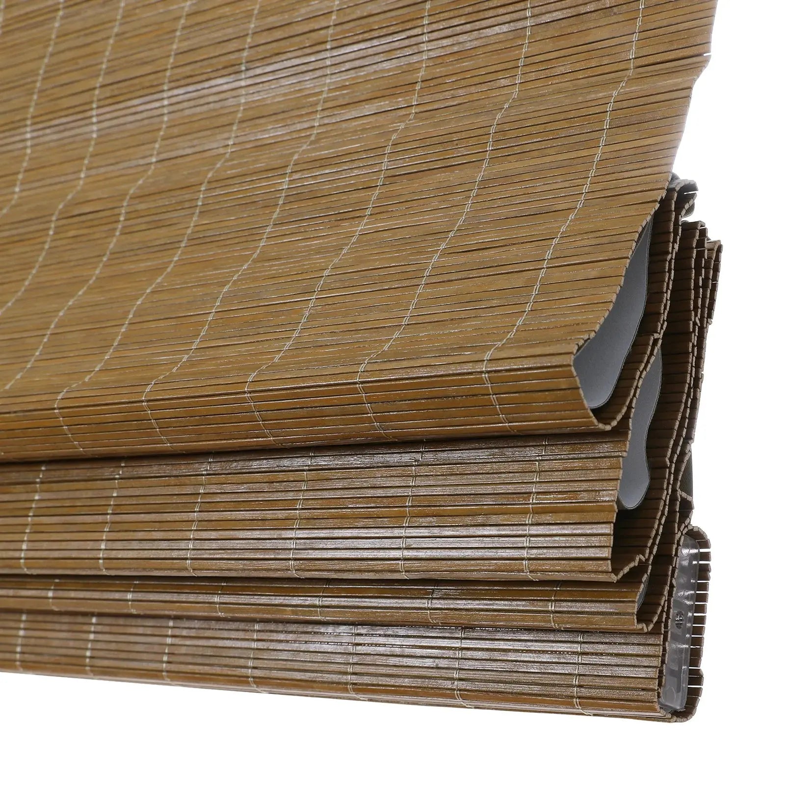 Sybil Bamboo Roman Shade in Cinnamon - Natural Wood Window Treatment for Living Room & Bedroom - Light Filtering & Privacy
