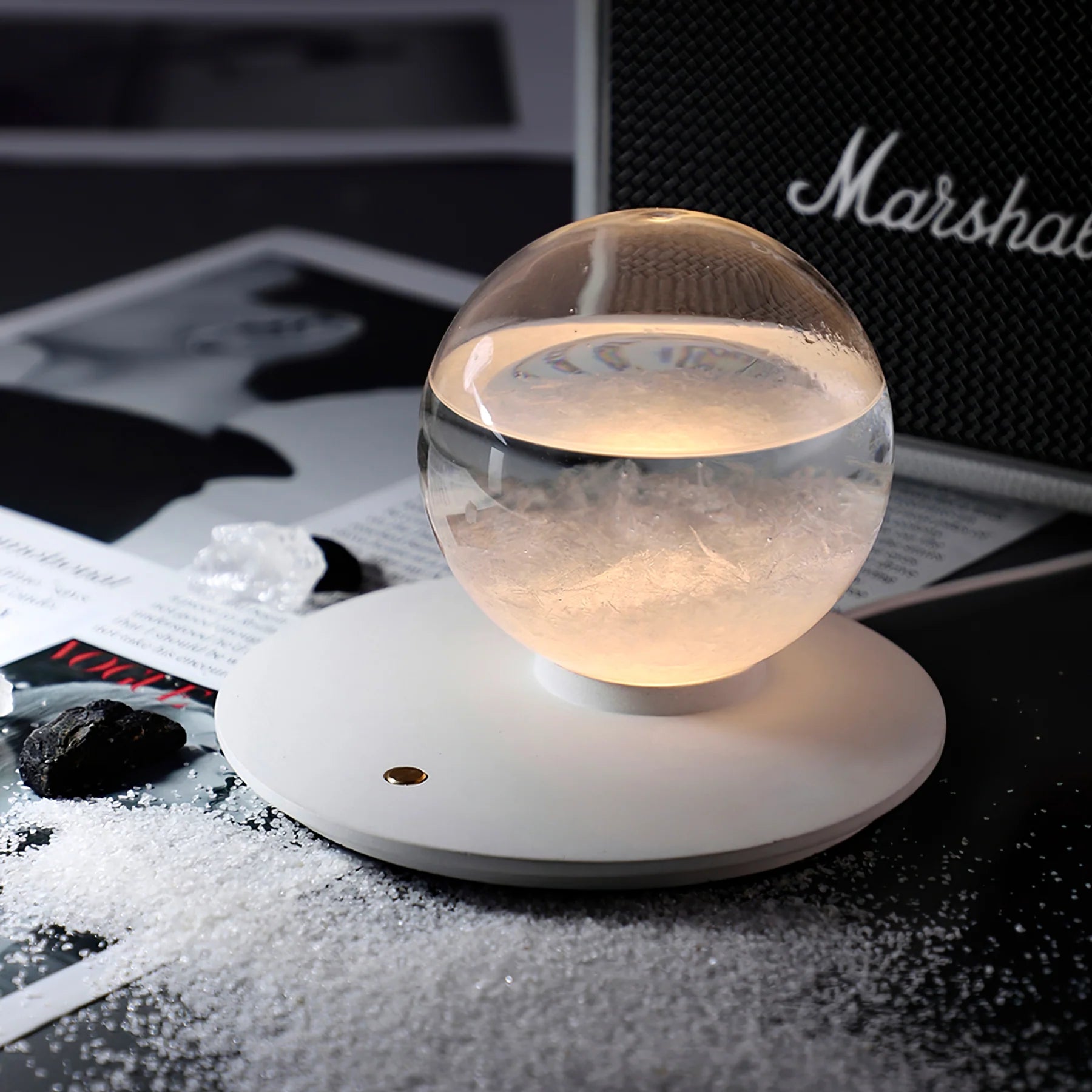 Storm Ball Table Lamp - Modern LED Night Light for Bedroom, Living Room, and Office - Dimmable Touch Control Desk Lamp with Warm White Light for Reading, Relaxing, and Decor