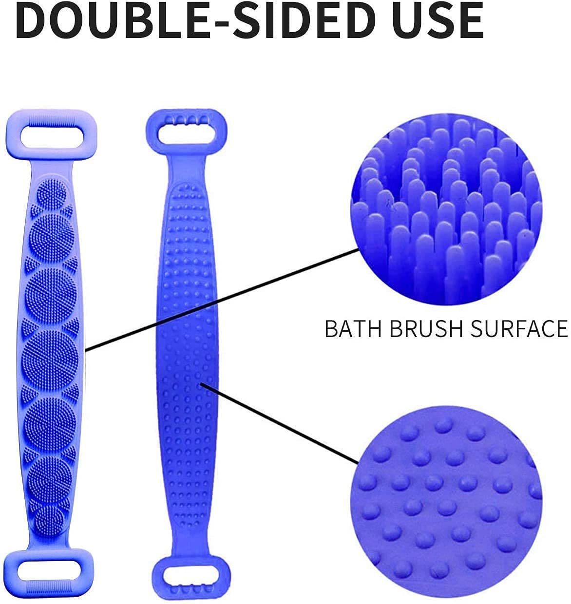BullBear Silicone Body Scrubber & Massager - Dual Sided Exfoliating Bath Brush for Deep Skin Cleaning & Relaxing Back Massage - Multi Color (Pack of 1) - Perfect for Shower, Spa & Home Bathing Routine