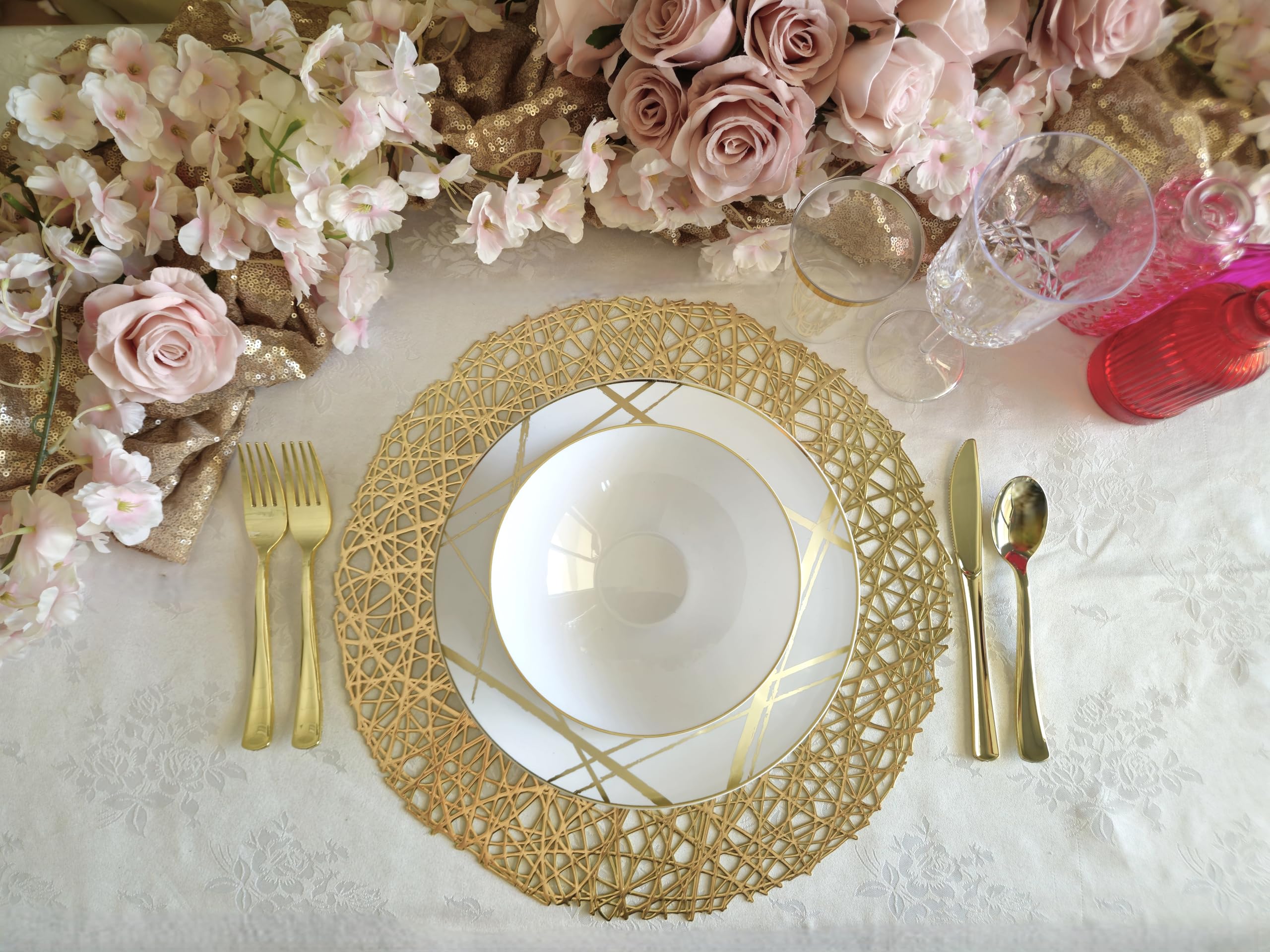 40-Pack Disposable Plastic Plates for Weddings & Parties - 10.25