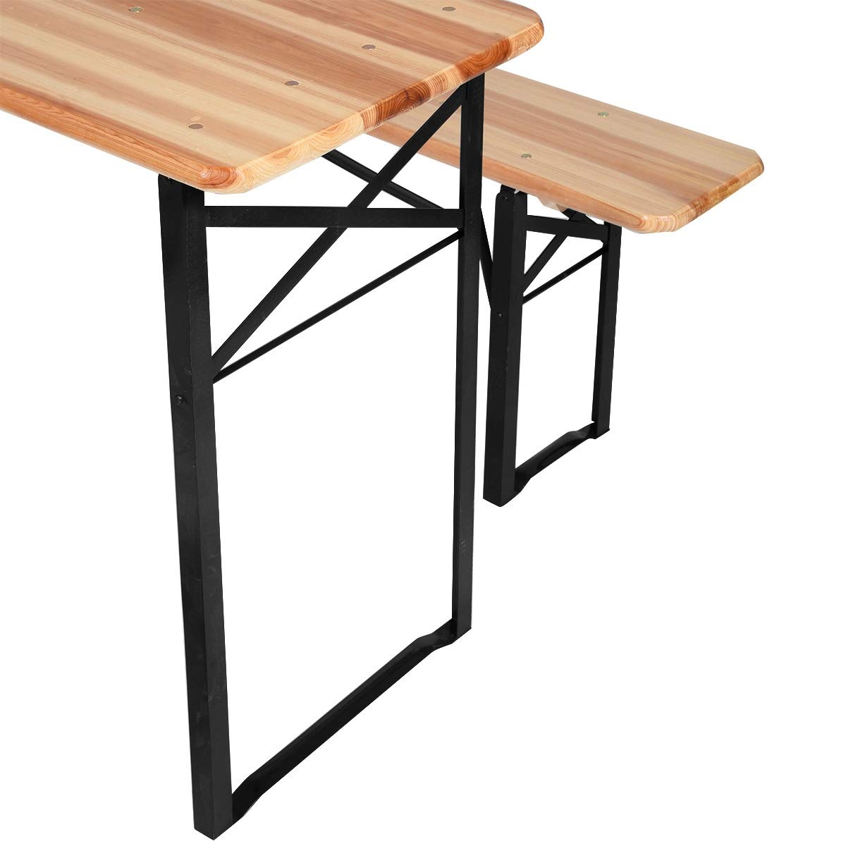69'' 3-Piece Portable Folding Wooden Picnic Bench Set with 30'' Beer Table - Outdoor/Indoor Dining Furniture for Patio, Garden, Camping & Backyard Gatherings