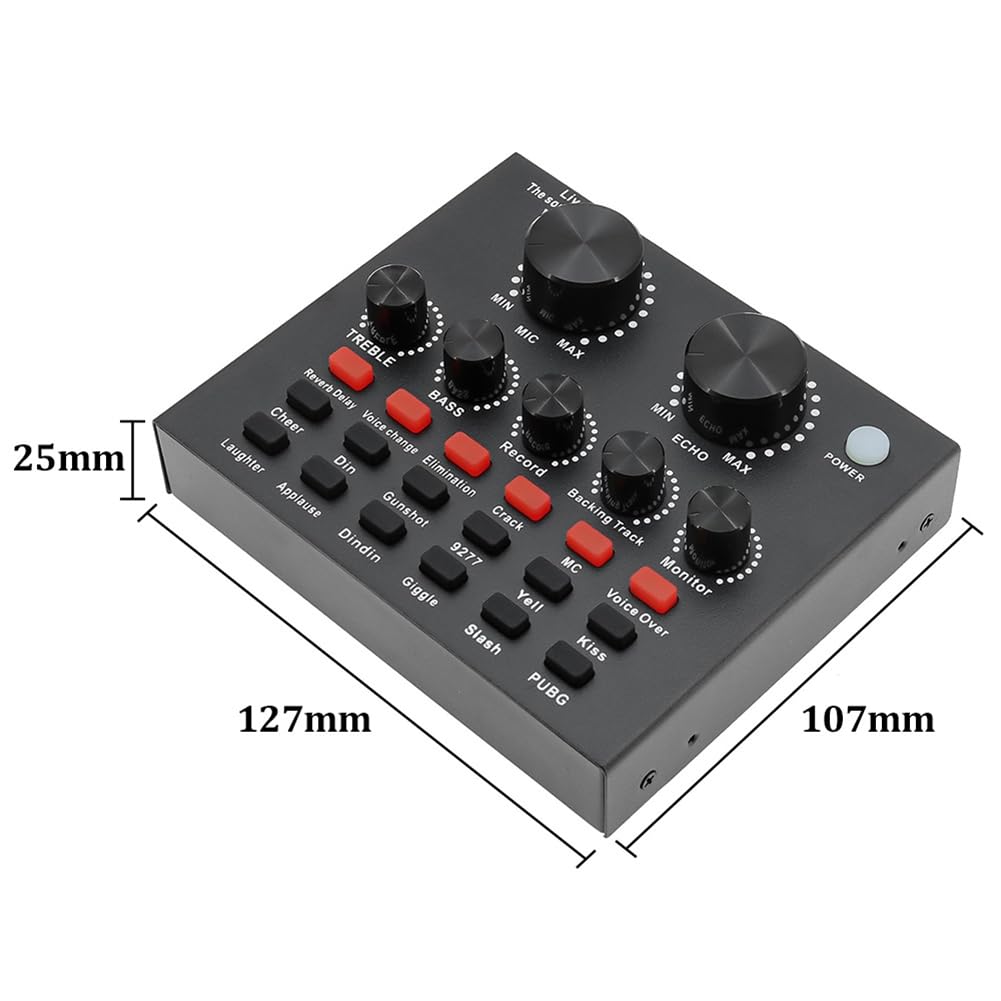 V8 Sound Card for Live Streaming - Voice Changer & Karaoke Headset with External Sound Card for Mobile, Home KTV - Perfect for Singing, Gaming & Podcasting