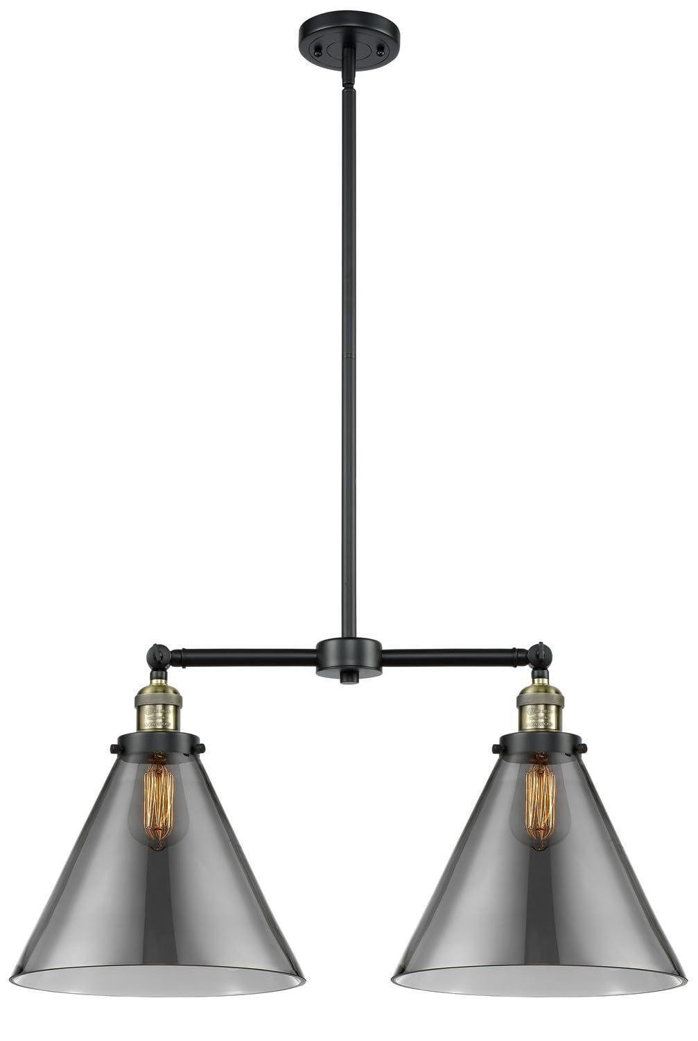 Vintage 2-Light Dimmable LED Chandelier in Black Antique Brass - Energy Efficient Ceiling Fixture for Dining Room, Bedroom or Foyer Lighting