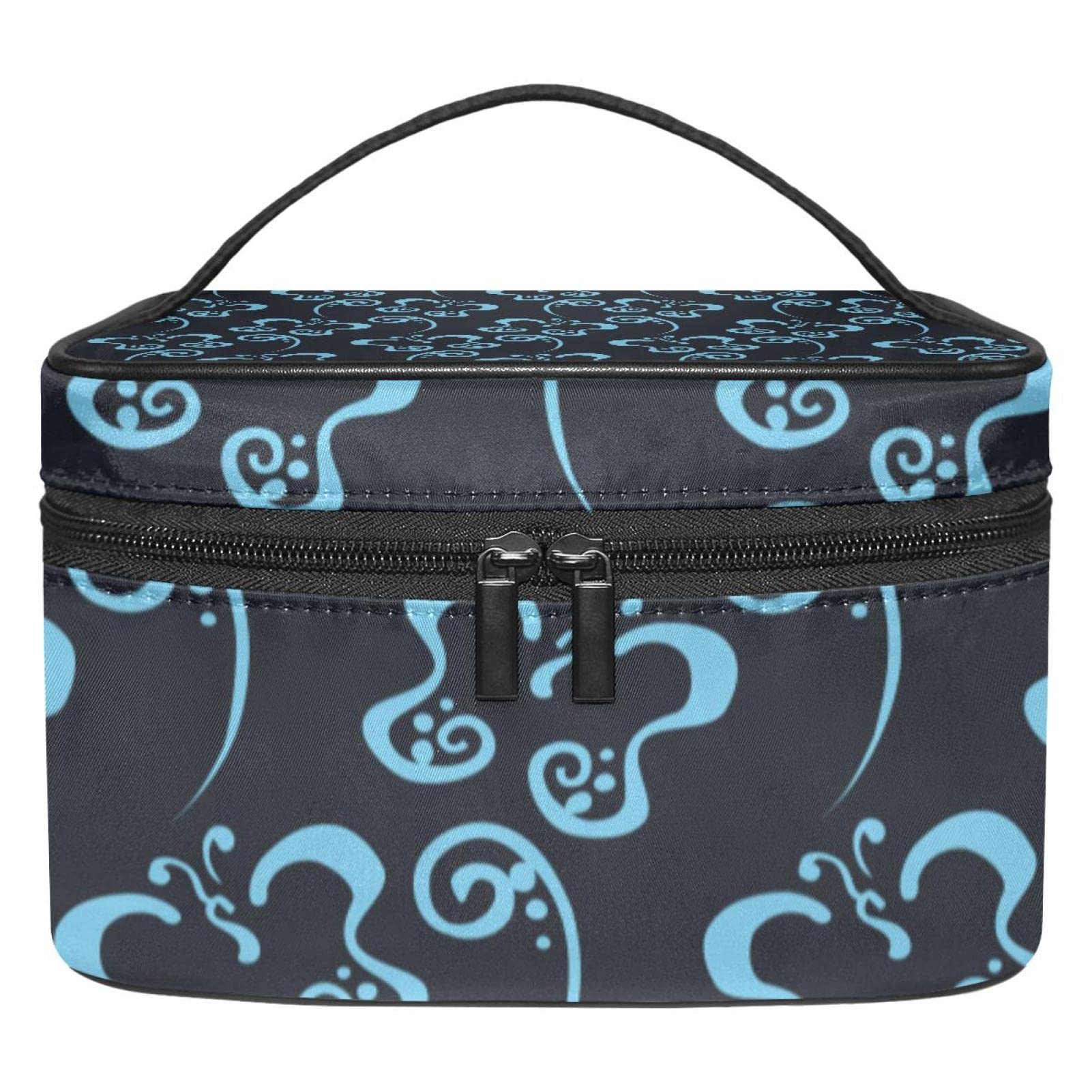 Blue Butterfly Pattern Makeup Organizer Bag - Travel Cosmetic Case for Women & Girls | Portable Toiletry Bag for Daily Use, Vacation & Gym Essentials Storage
