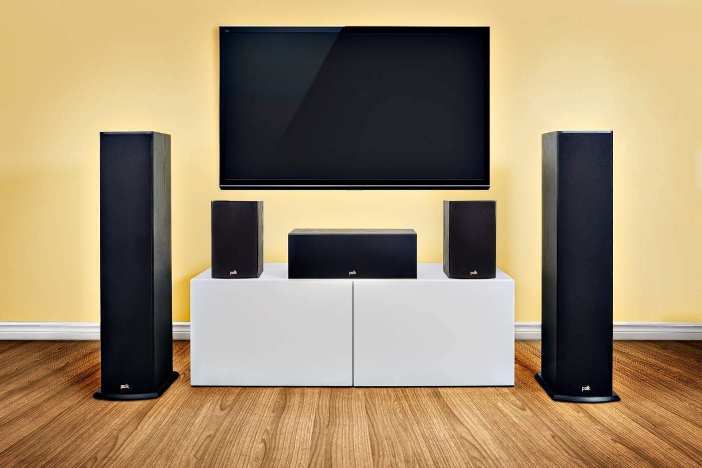 Polk Audio T15 100 Watt Bookshelf Speakers - Hi-Res Audio with Deep Bass, Dolby & DTS Surround Sound, Wall Mountable Home Theater Speakers (Pair, Black) for Living Room, Gaming & Movie Nights