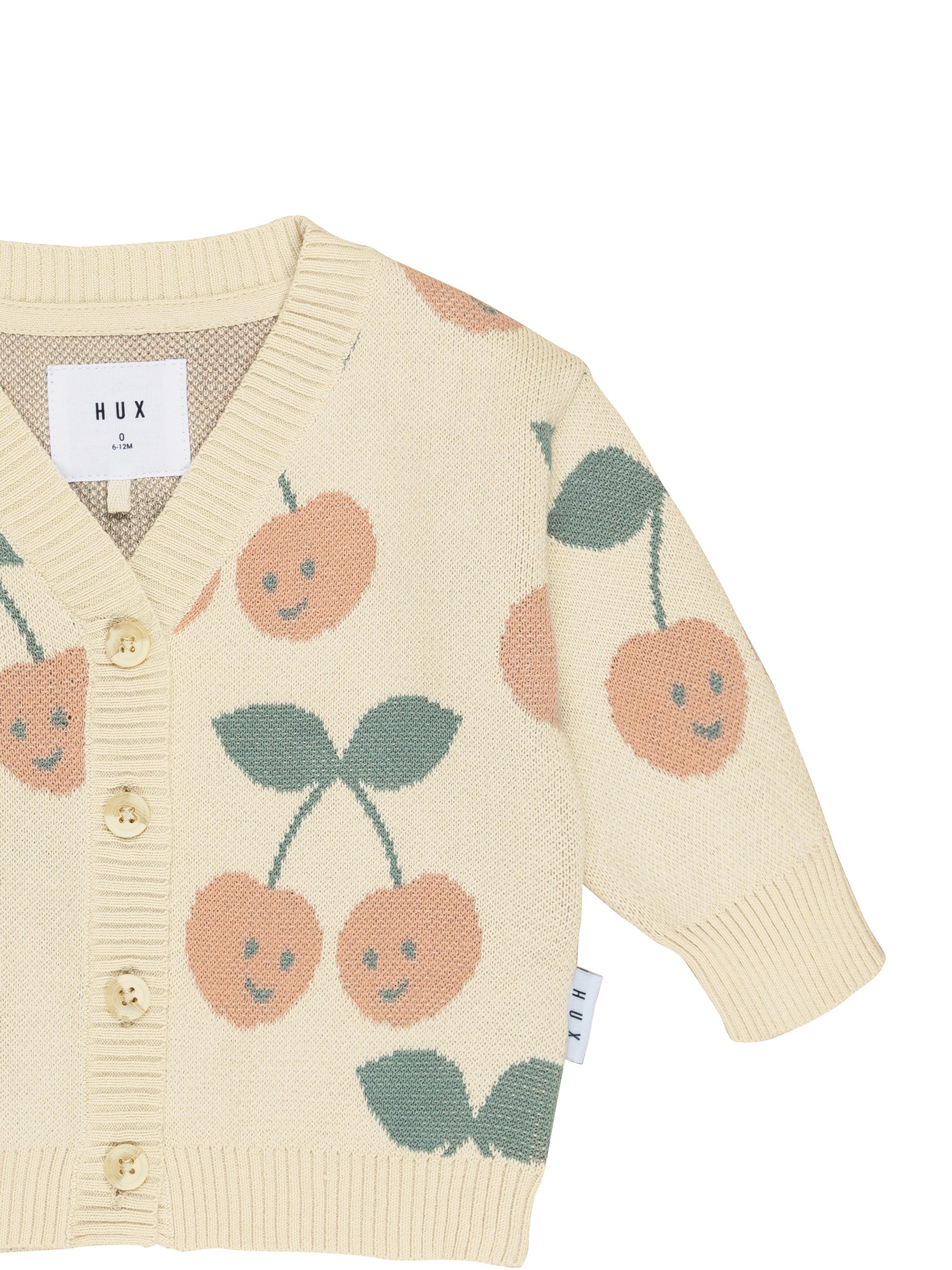 Huxbaby Baby Girls' Cherry Knit Cardigan - Soft Cotton Sweater for Toddlers, Perfect for Fall & Winter Outfits, Photo Shoots & Family Gatherings