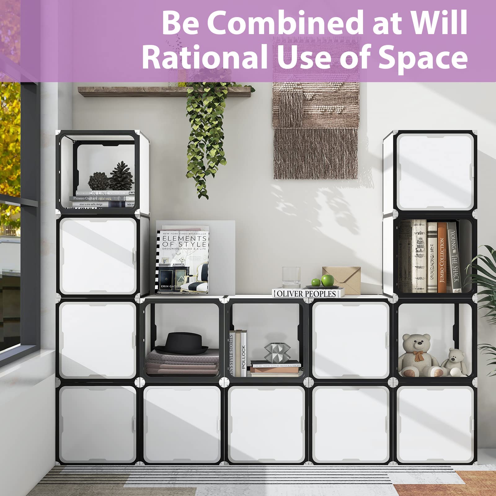 MIRUO 4-Pack White Storage Cubes & Closet Organizers - Foldable Fabric Bins for Office, Clothing, and Home Organization (A-GE08002-USAM021) | Perfect for Bedroom, Nursery, and Pantry Storage Solutions