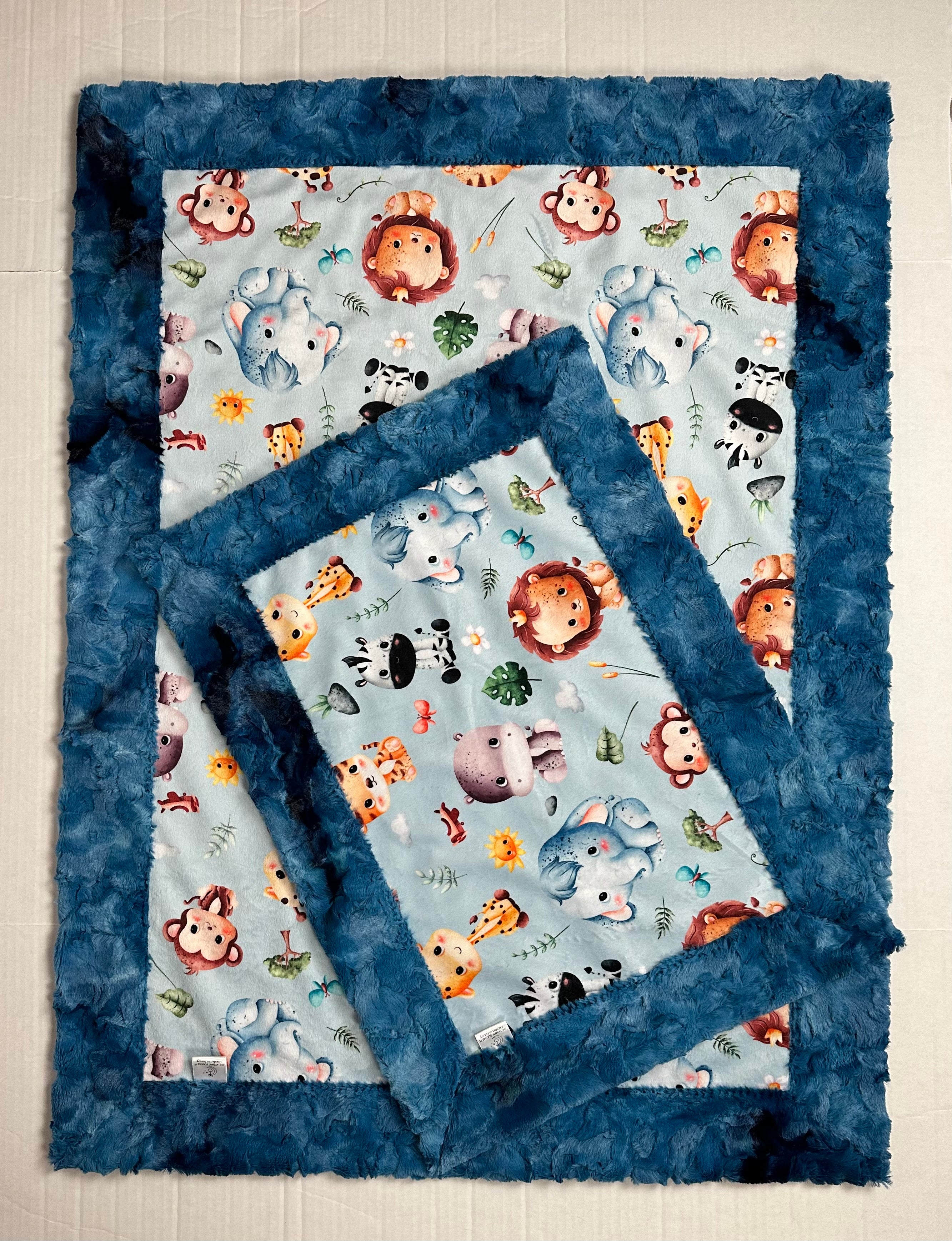 Blue Luxe Galaxy Safari Animal Nursery Baby Blanket Set - 34x44 Blanket, 17x26 Lovey, 13x17 Pillowcase - Perfect for Newborn Gifts, Nursery Decor & Baby Shower Presents