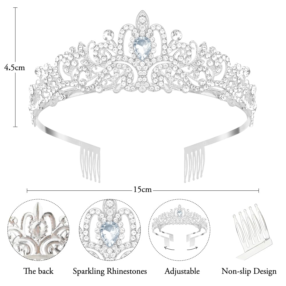 Sparkling Silver Princess Crown for Women & Girls | Elegant Rhinestone Tiara Headband for Birthday, Wedding, Prom, Christmas & Costume Parties | Perfect Bridal Accessory & Gift Idea
