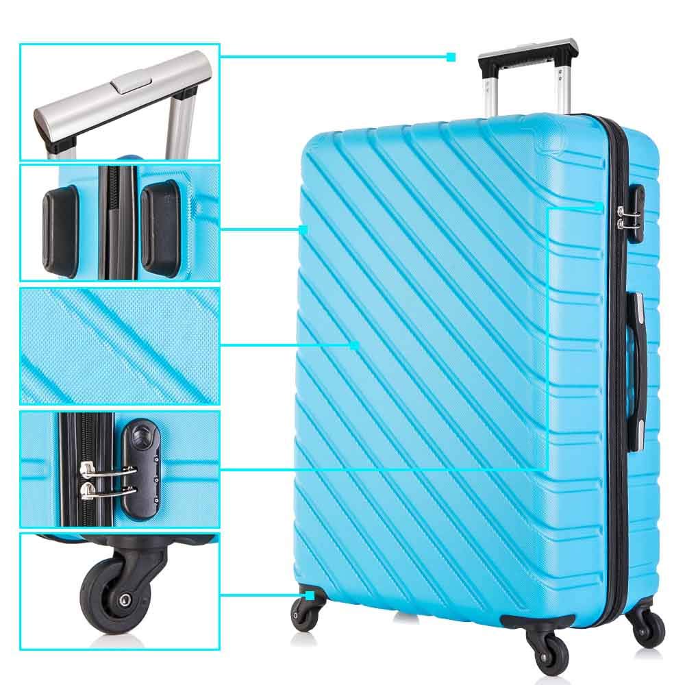 Apelila ABS Hardshell Luggage Set with 360° Spinner Wheels - 4-Piece Carry-On Suitcases (Sky Blue) | Perfect for Air Travel, Business Trips & Family Vacations