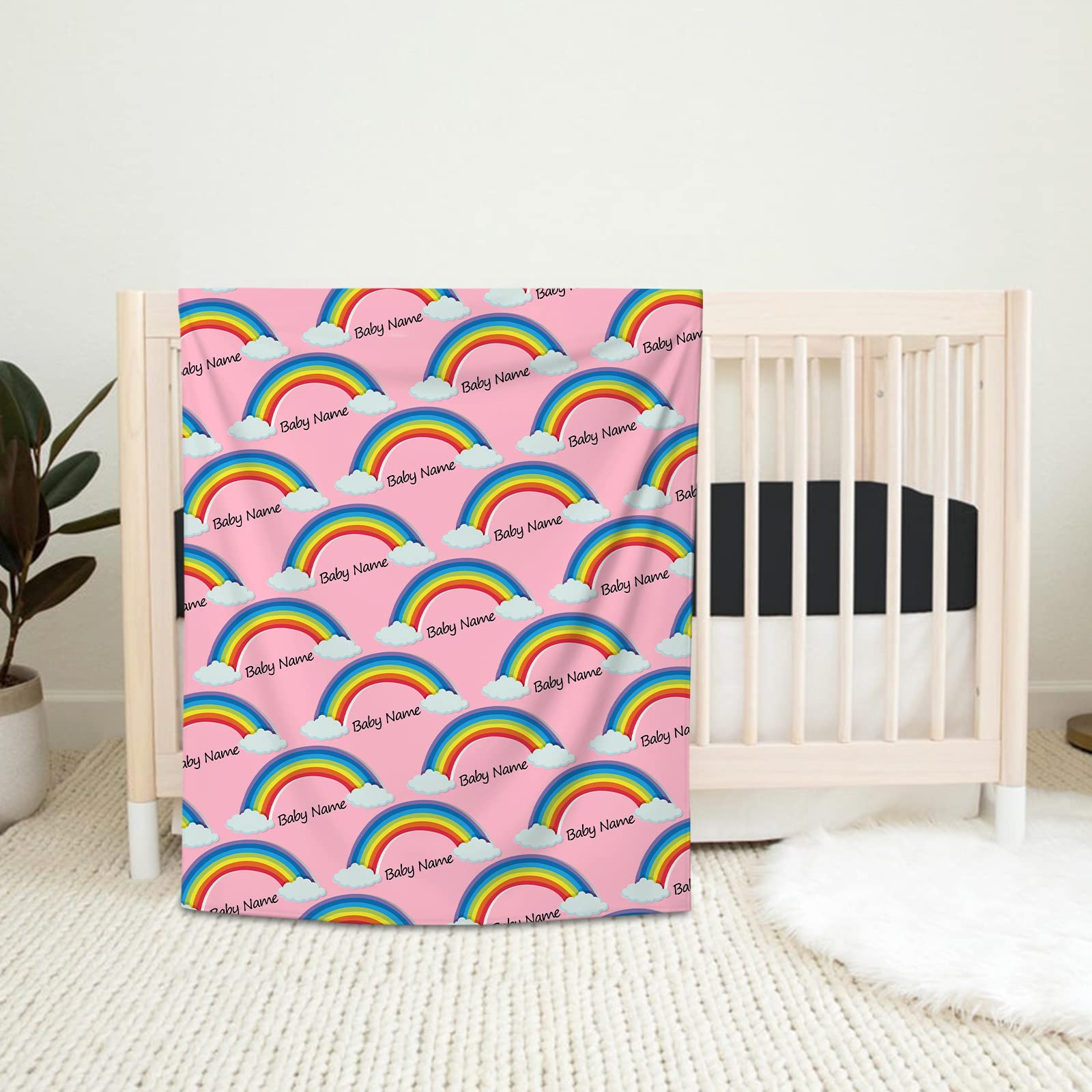 Personalized Baby Blanket with Name - Soft Plush & Cozy Minky Dot Rainbow Blanket for Boys & Girls - Custom Newborn Gift for Baby Showers, Christenings & Nursery Decor