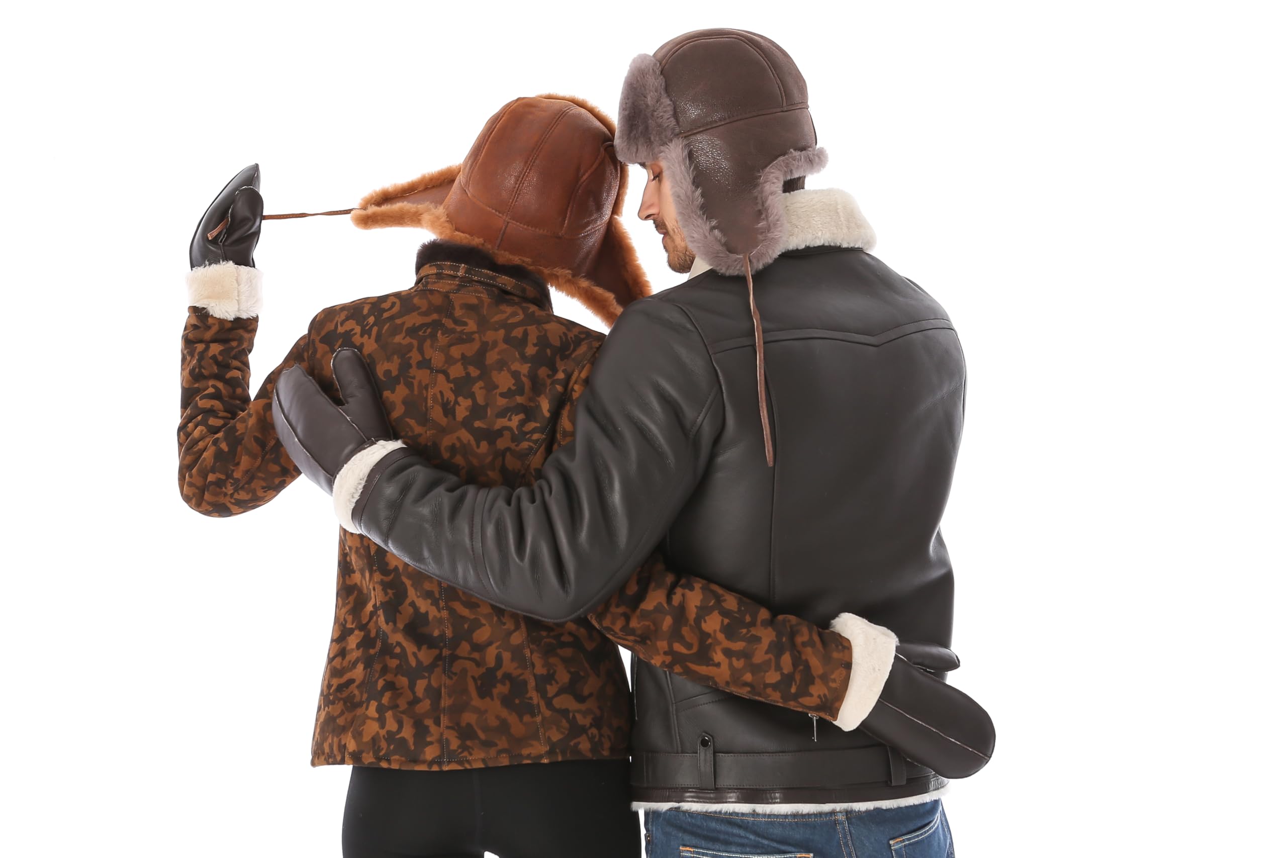 Genuine Leather Aviator Shearling Ushanka Trapper Hat - Russian Sheepskin Winter Cap with Real Fur & Ear Flaps for Men and Women - Warm Cold Weather Accessory for Skiing, Snowboarding & Outdoor Adventures