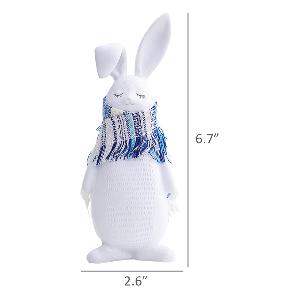 WAYUTO White Ceramic Rabbit Statue - Easter Bunny Figurine, Desktop Animal Ornament, Easter Party Decor & Gift Idea - Perfect for Home Decor, Easter Celebrations, and Spring Table Centerpieces