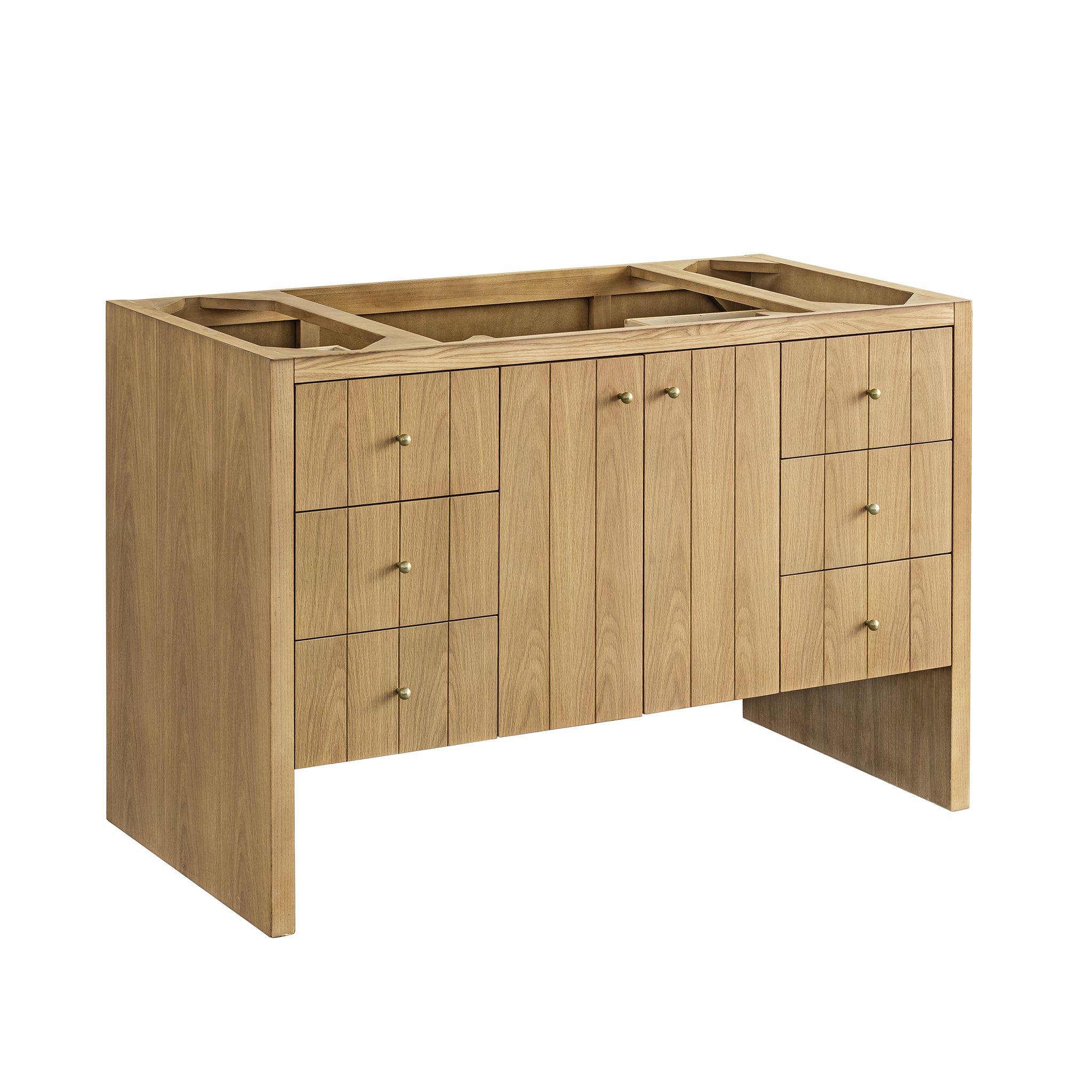 Hudson 48 Inch Single Bathroom Vanity in Light Natural Oak - Modern Farmhouse Style for Small Bathrooms & Powder Rooms