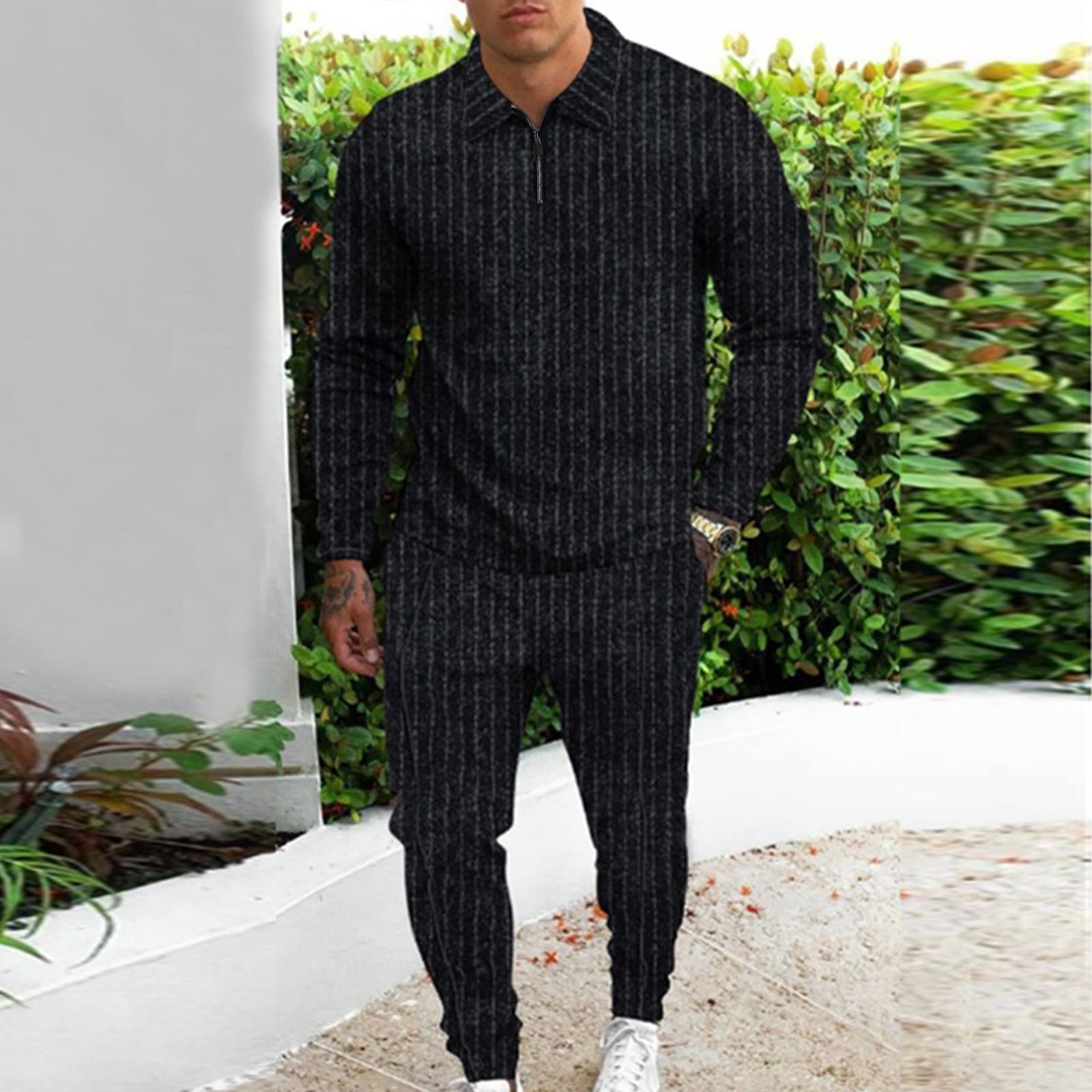 iTNHFP Men's Winter Tracksuit Set - Relaxed Fit Jogging Suit for Running, Gym & Casual Wear - Warm Fleece Lined Hoodie & Joggers for Vacation & Outdoor Activities