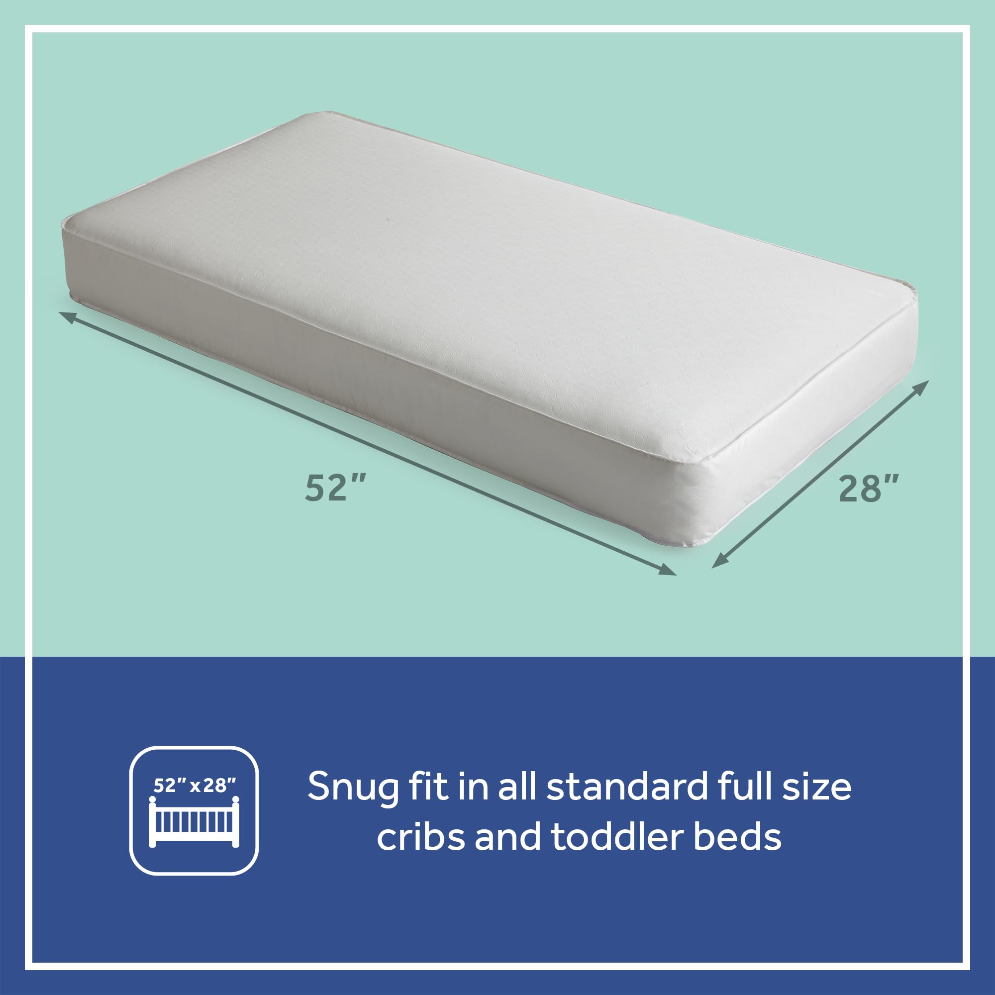 Sealy Baby Posture Perfect 2-Stage Waterproof Crib Mattress with Toddler Bed Fit - Hybrid Memory Foam & 150 Premium Coils - GREENGUARD Gold Certified, Safety Tested - Made in USA (52
