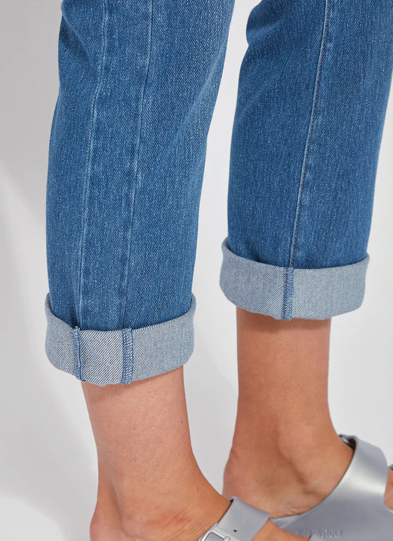 Cropped Boyfriend Jeans for Women - Mid Wash Denim Pants - Comfortable & Stylish for Casual Outings and Weekend Wear
