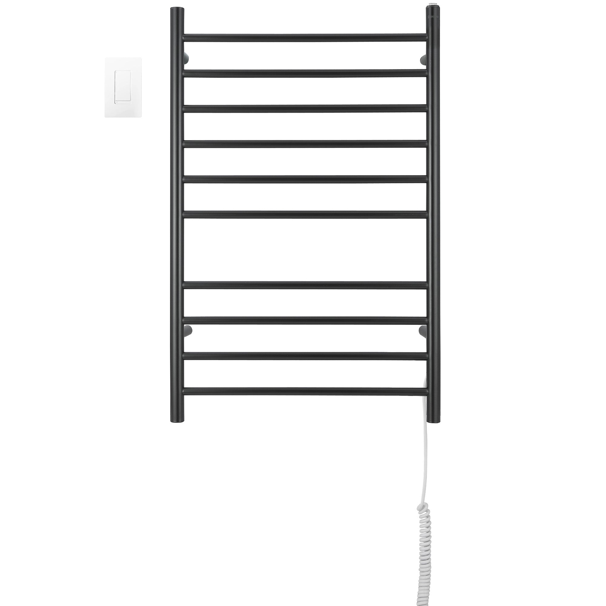 Ancona Novara Matte Black 10 Bar Wall Mounted Towel Warmer with WiFi Timer - Luxury Bathroom Heated Towel Rack for Spa, Hotel & Home Use