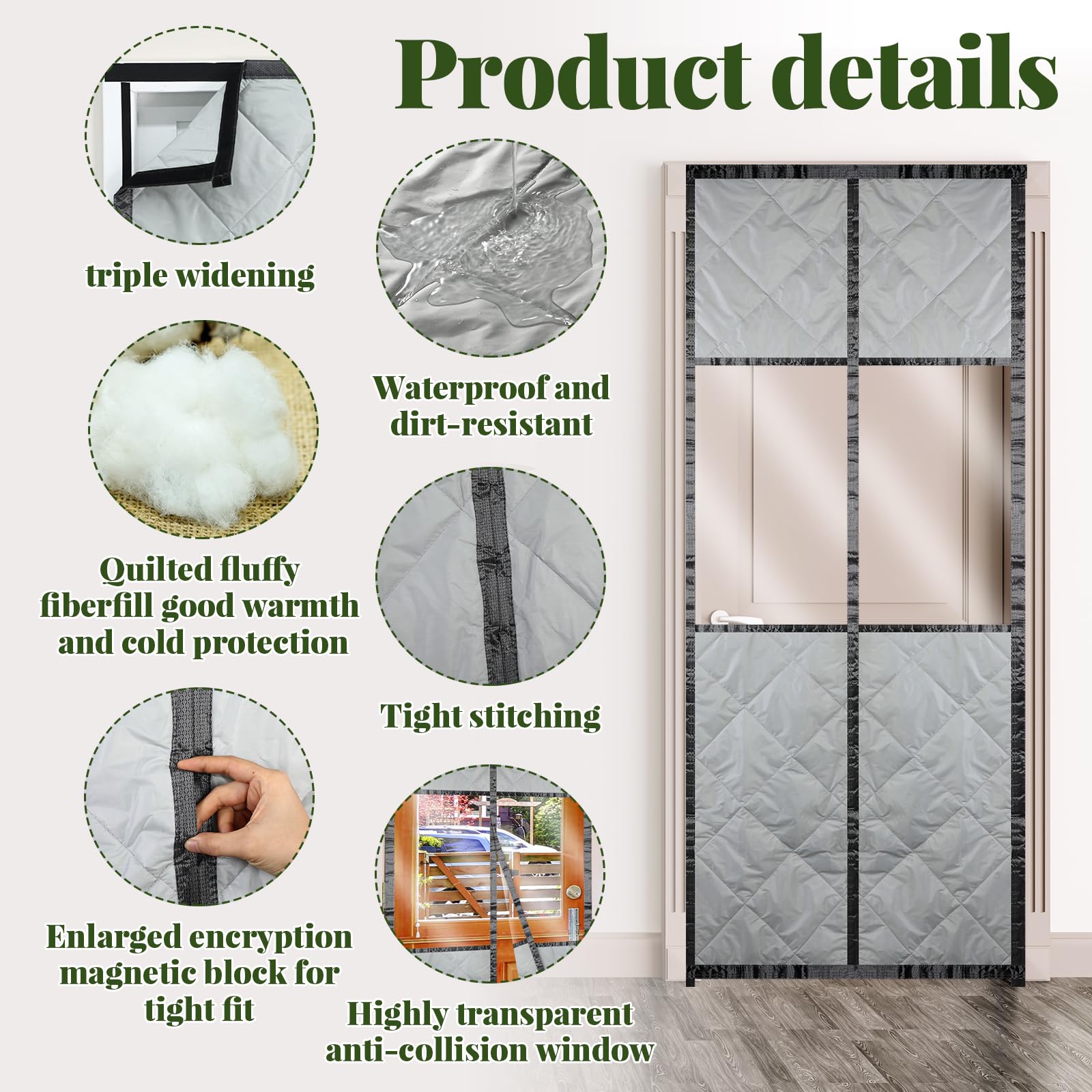 2 Pack Magnetic Thermal Insulated Door Curtain - Winter Windproof Doorway Cover with Visible Window, Keep Warm & Soundproof Blanket (30x80 Inch) - Perfect for Homes, Apartments & Offices to Block Drafts & Save Energy