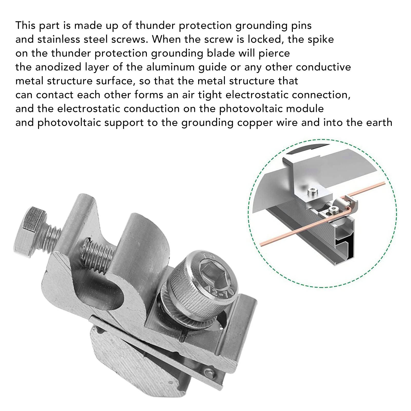 10Pcs Solar Panel Grounding Clips & Brackets - Aluminum PV Mounting Clamps for Secure Cable Connection - Ideal for Solar Panel Installation & Maintenance