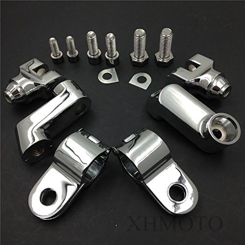 Motorcycle Chrome Longhorn Footpeg Mounts Clamp - Compatible with BSA, Norton, Triumph Bobber, Chopper, Cafe Racer, ATV, UTV & Scooter - Durable Riding Accessory for Custom Bike Builds & Off-Road Adventures