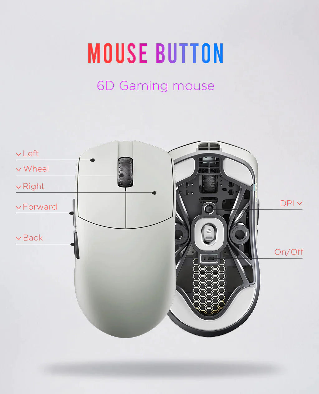 Lamzu Maya Wireless Gaming Mouse - Cloud Grey | 4K Compatible | Lightweight Ergonomic Design for FPS, MOBA, and MMO Gaming | Perfect for Esports & Competitive Play