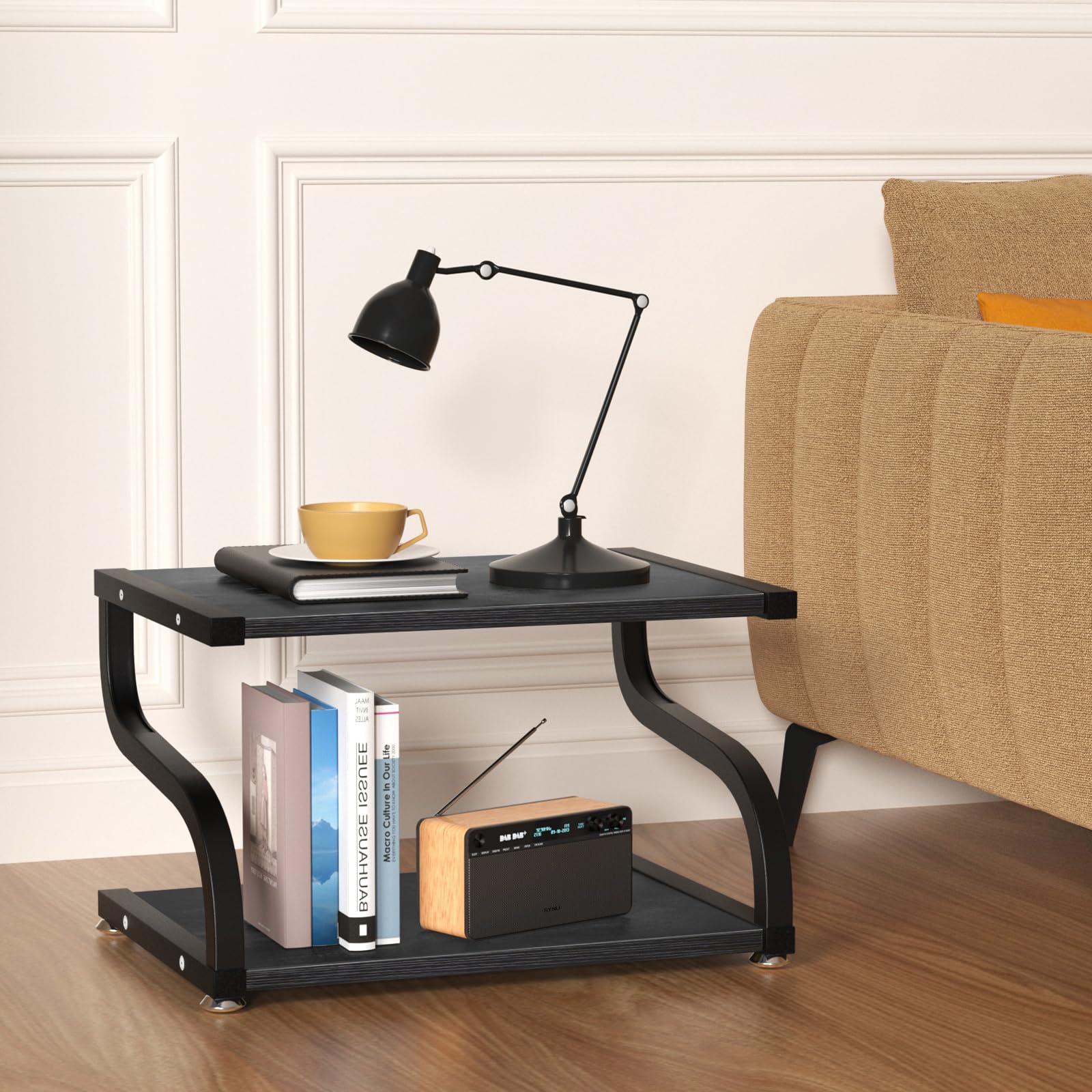2-Tier Heavy Duty Wooden Printer Stand with Storage | Anti-Slip Desktop Shelf Organizer for Home & Office Workspace | Perfect Printer Table for Small Spaces, Under Desk Organization & Home Office Setup